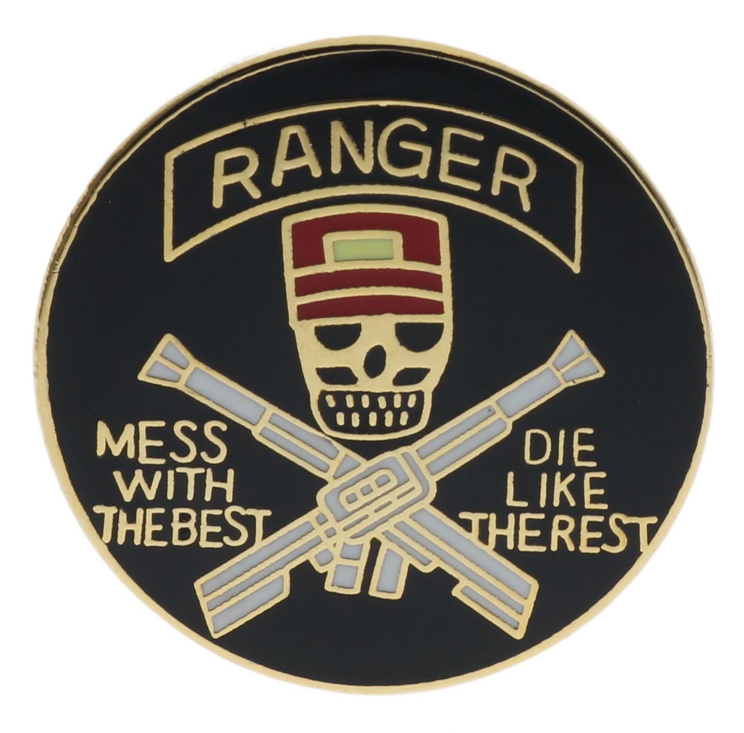 Army Ranger Mess With The Best 7/8 inch Hat Badge Pin H15699 F5D8W