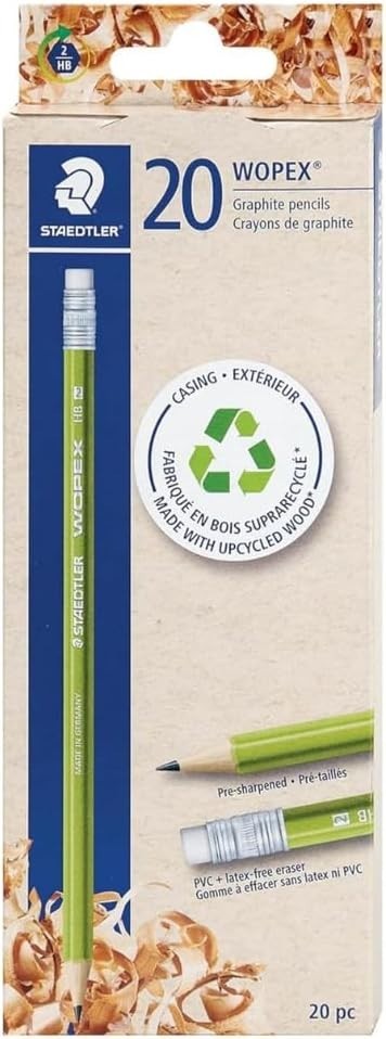 STAEDTLER WOPEX Pre-Sharpened #2 Pencils, Pack of 20 - Ergonomic Triangular Shap