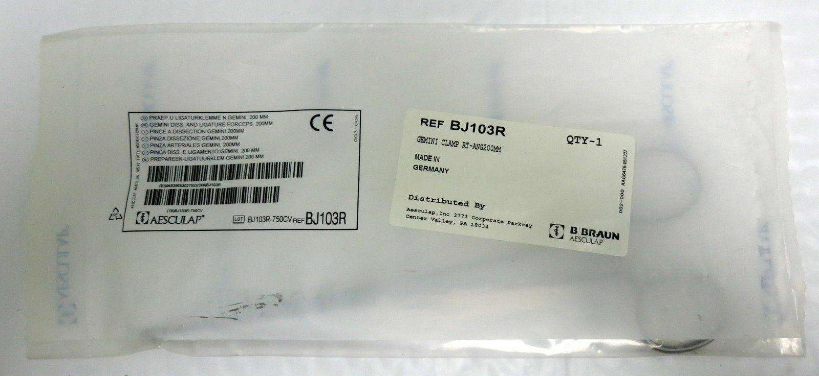 B Braun / Aesculap® BJ103R Gemini Clamp, Right Angle, 200mm