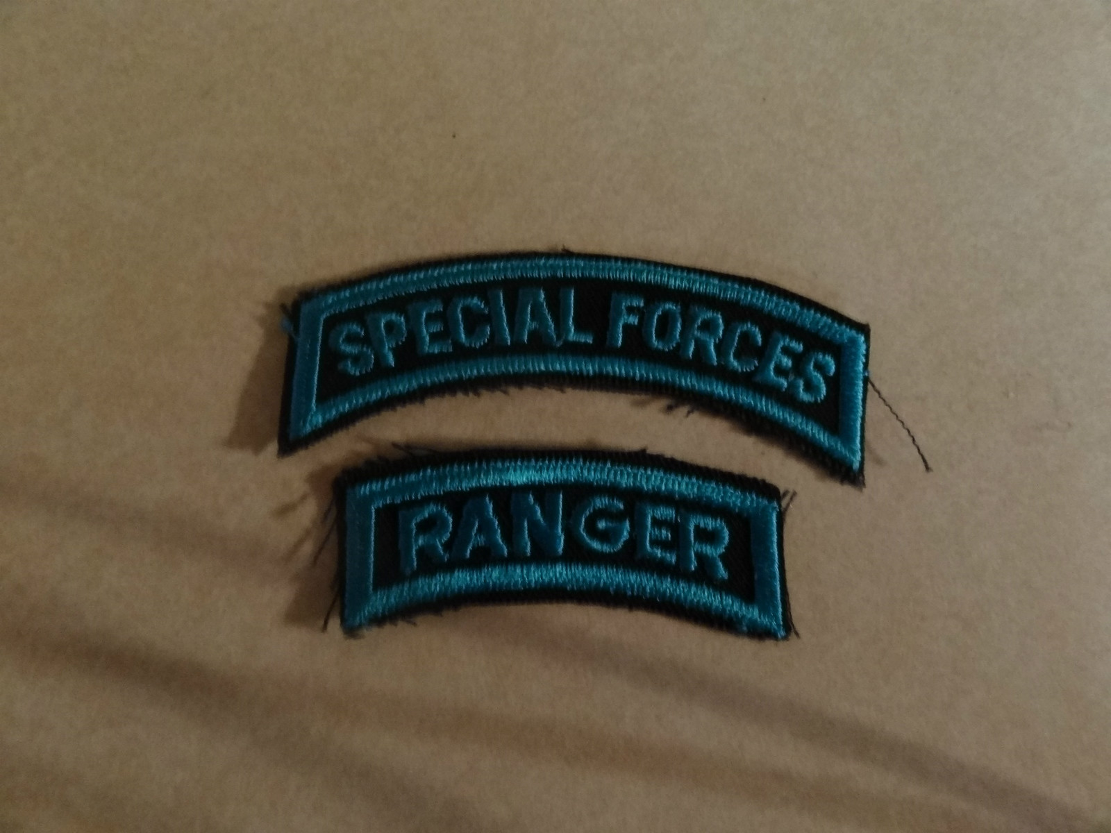MILITARY PATCH TAB SET OF 2 RANGER SPECIAL FORCES AQUA AND BLACK