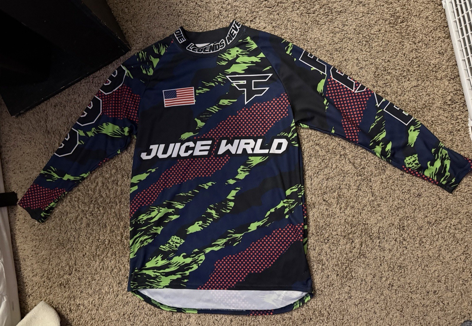 Juice WRLD X Faze Clan Paintball Jersey Long Sleeve Graphic Size Small