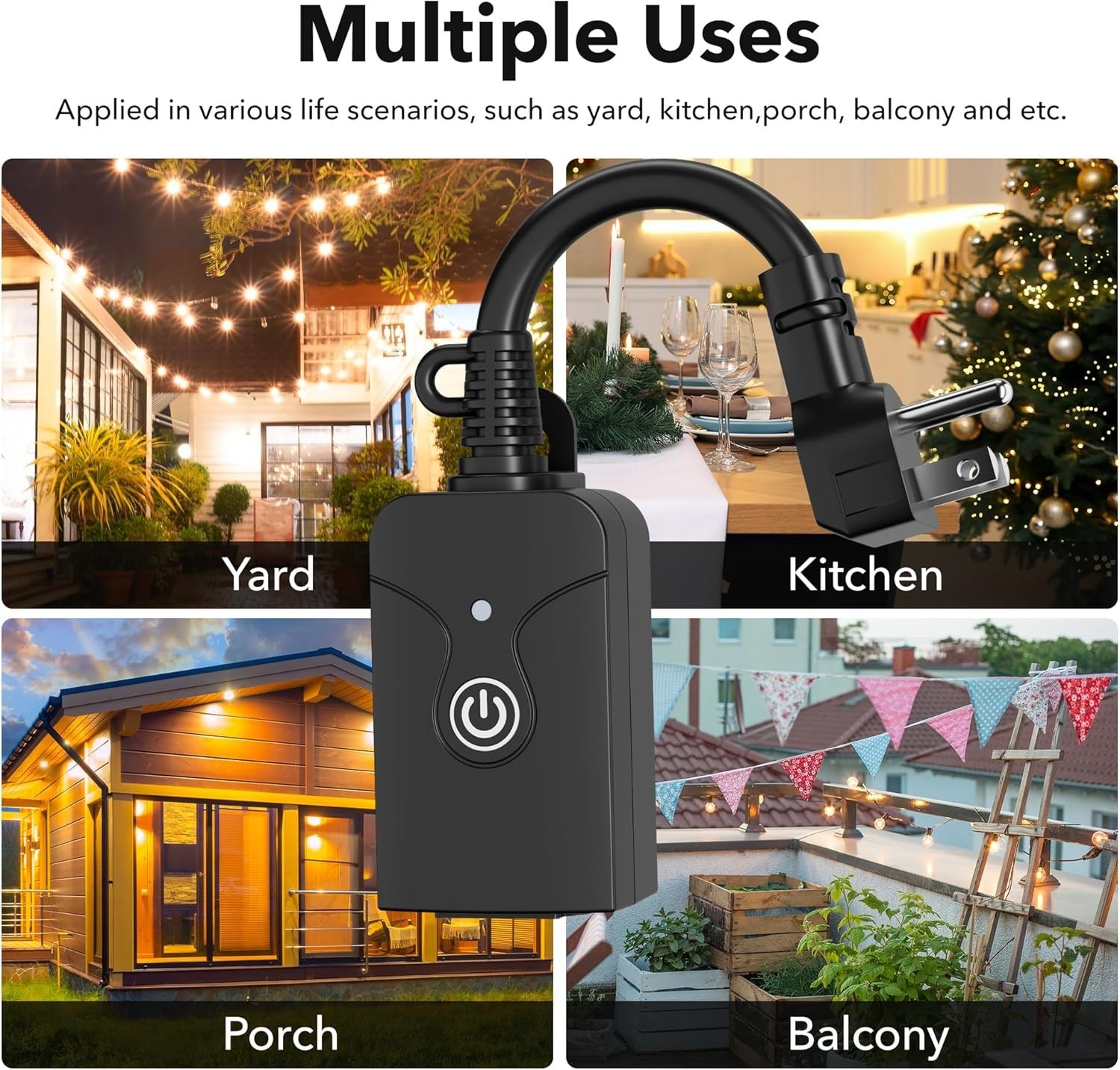 Weatherproof Smart WiFi Outlet with Remote Control for Alexa & Google Assistant