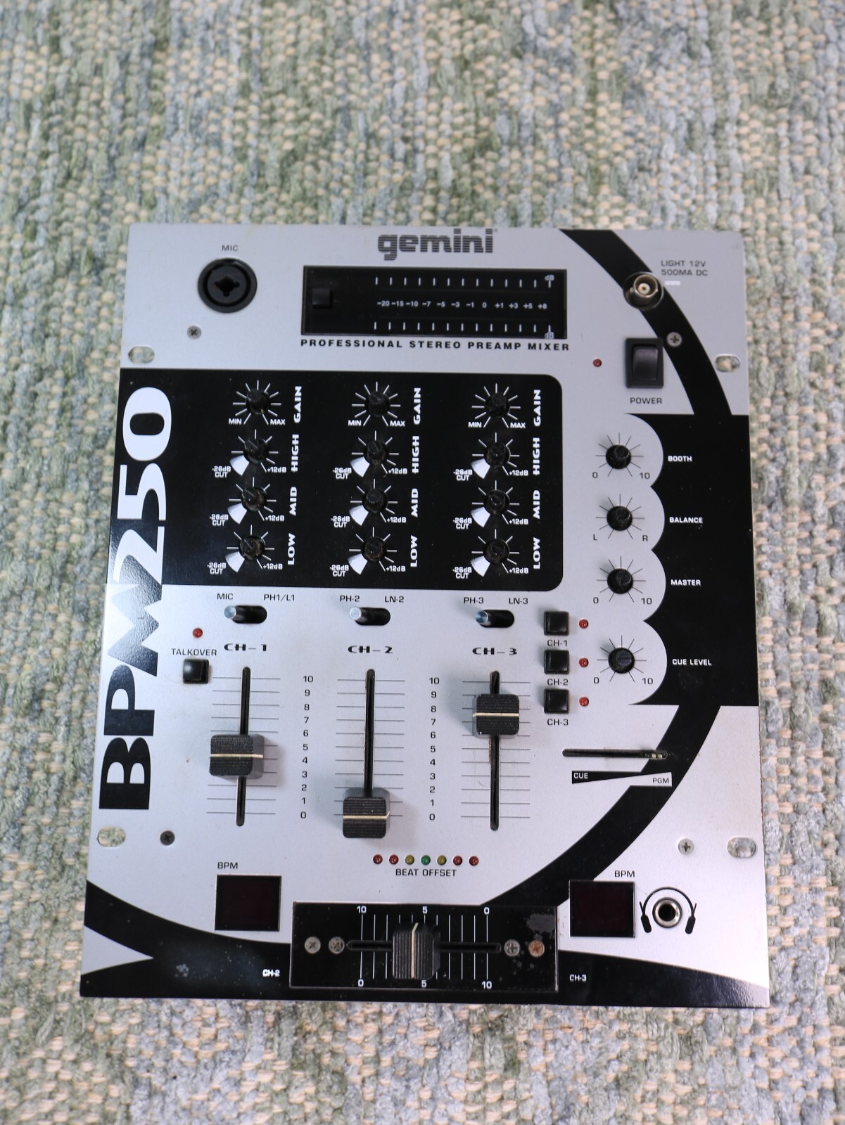 Gemini BPM250 Professional Stereo Preamp Mixer Selling As Parts, Does Not Powers