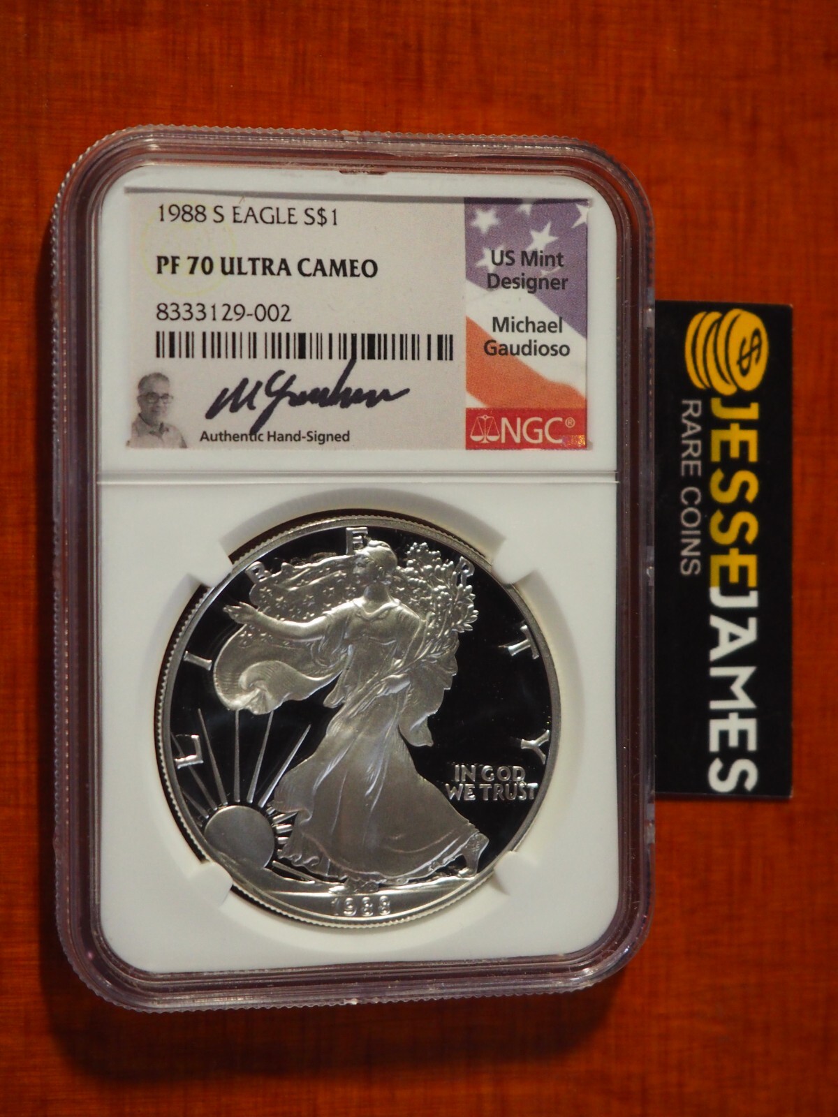 1988 S PROOF SILVER EAGLE NGC PF70 ULTRA CAMEO MICHAEL GAUDIOSO SIGNED POP 3!