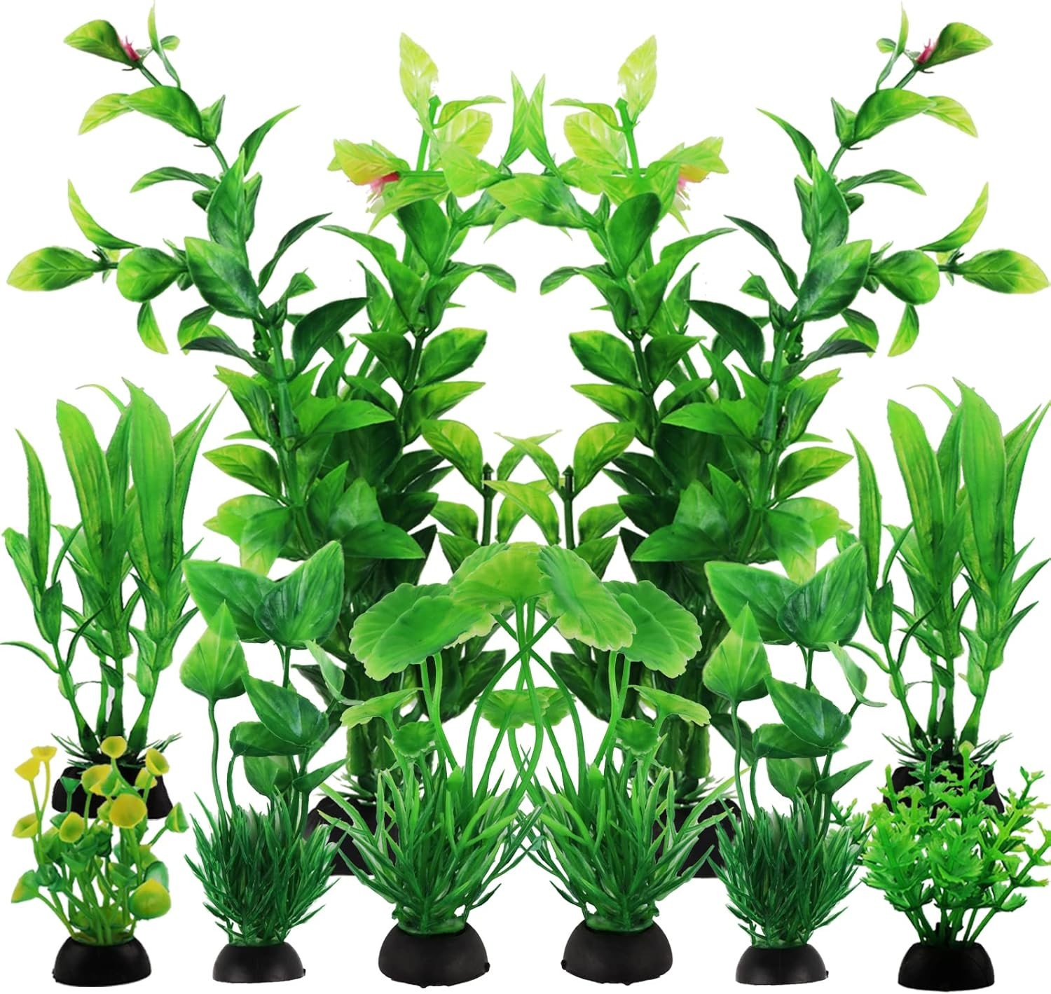 PietyPet Fish Tank Accessories Green Plants, 10pcs Green Fish Tank Decorations,