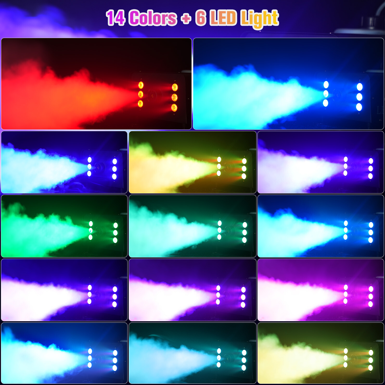 1500W Fog RGB 3in1 6 LED DJ Smoke Machine Stage Show Decor w/ Wireless Remote US