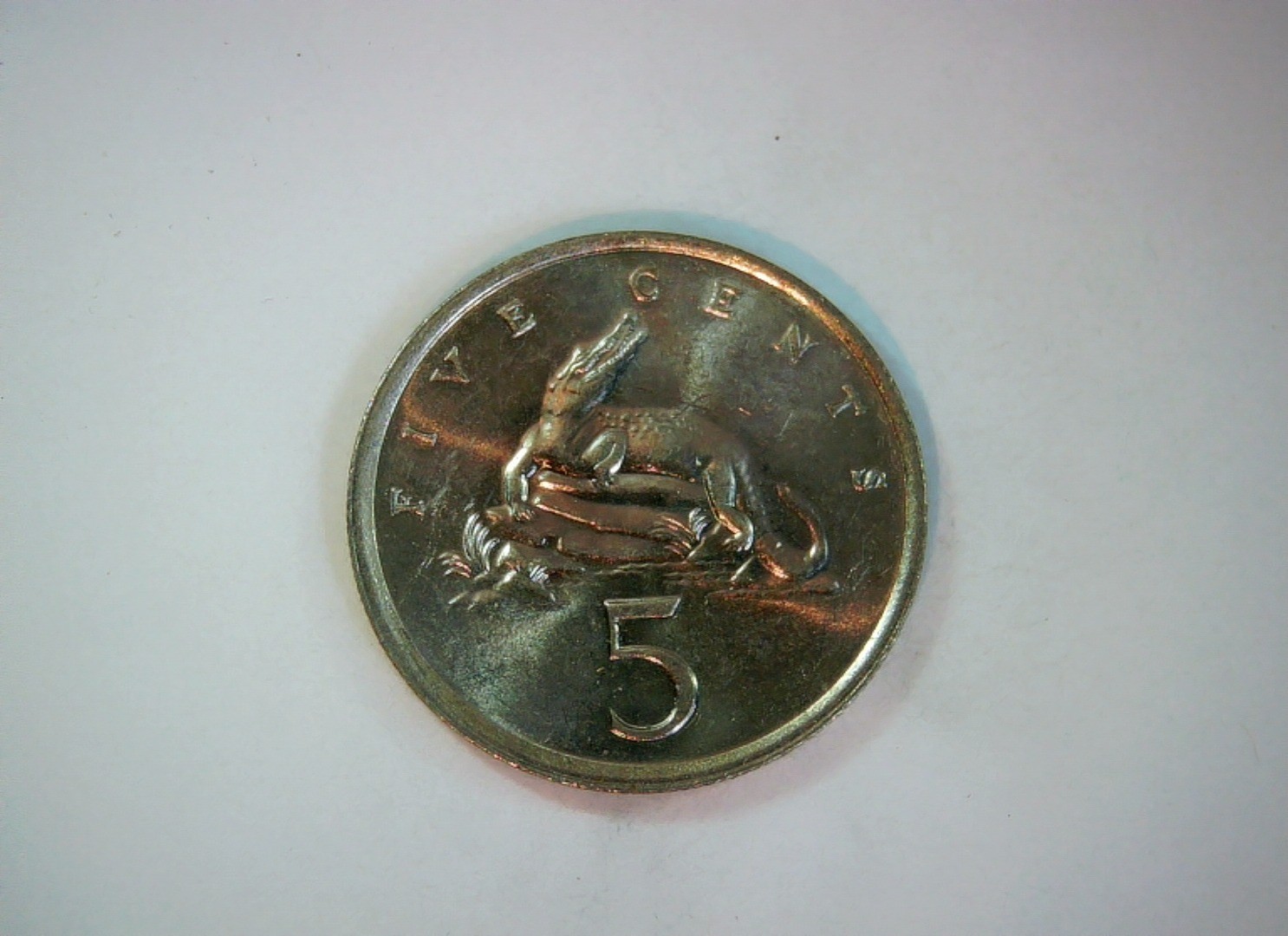 Jamaica 1975 5 Cents Jamaica Coat of Arms / Crocodile (5 Cents) Coin