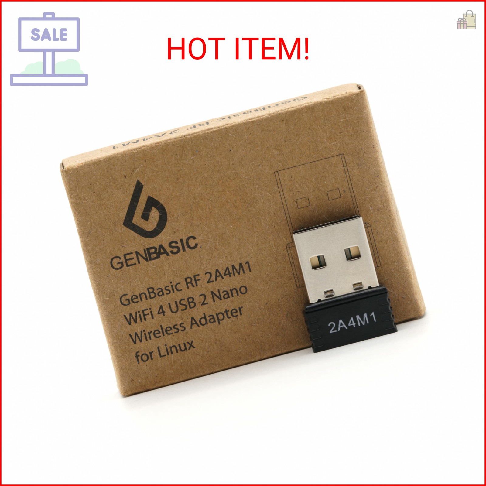 GenBasic WiFi 4 USB Nano Wireless Network Dongle Adapter for Linux (Black)