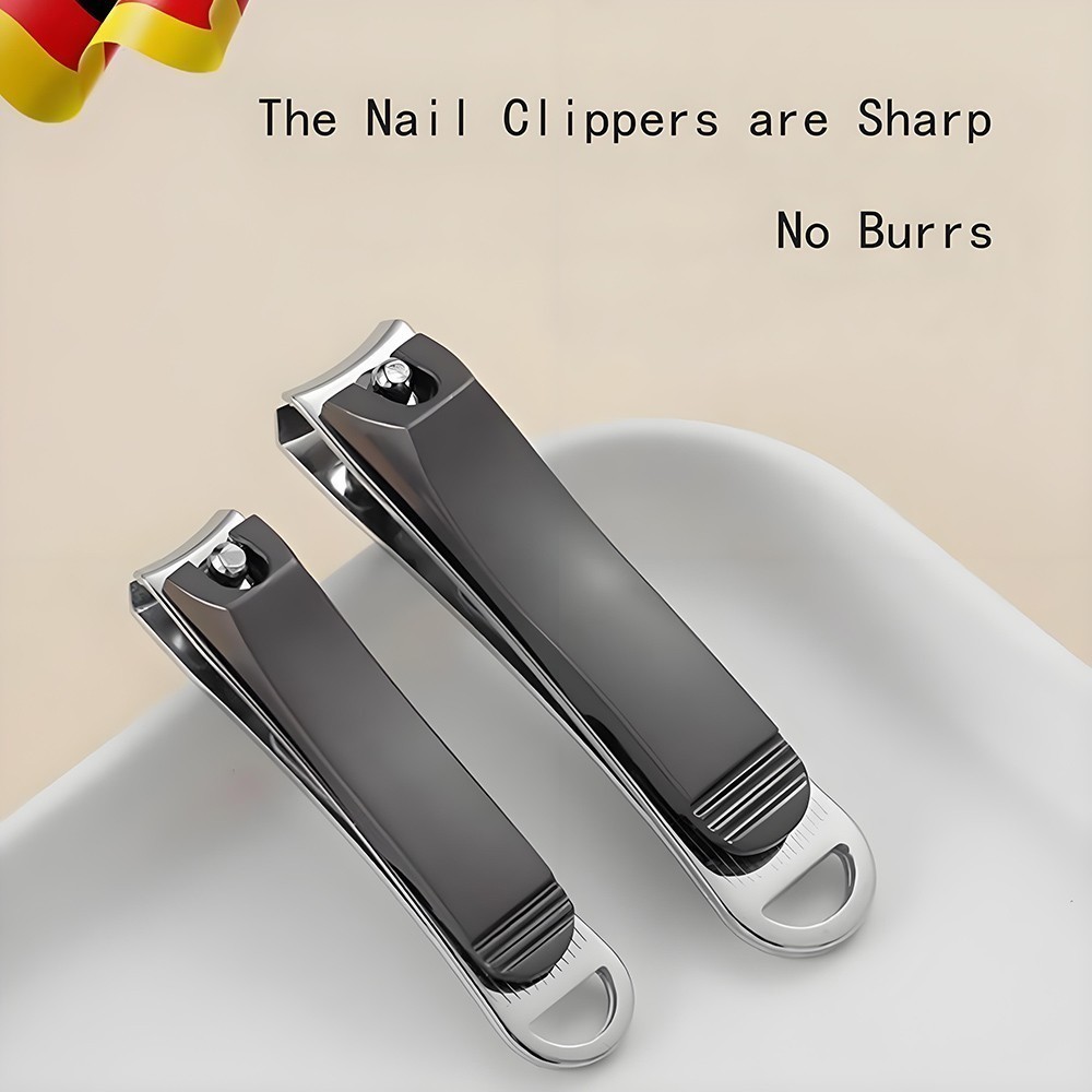 2Pcs Stainless Steel Nail Clippers Dual Size Sharp Cutter for Fingernails