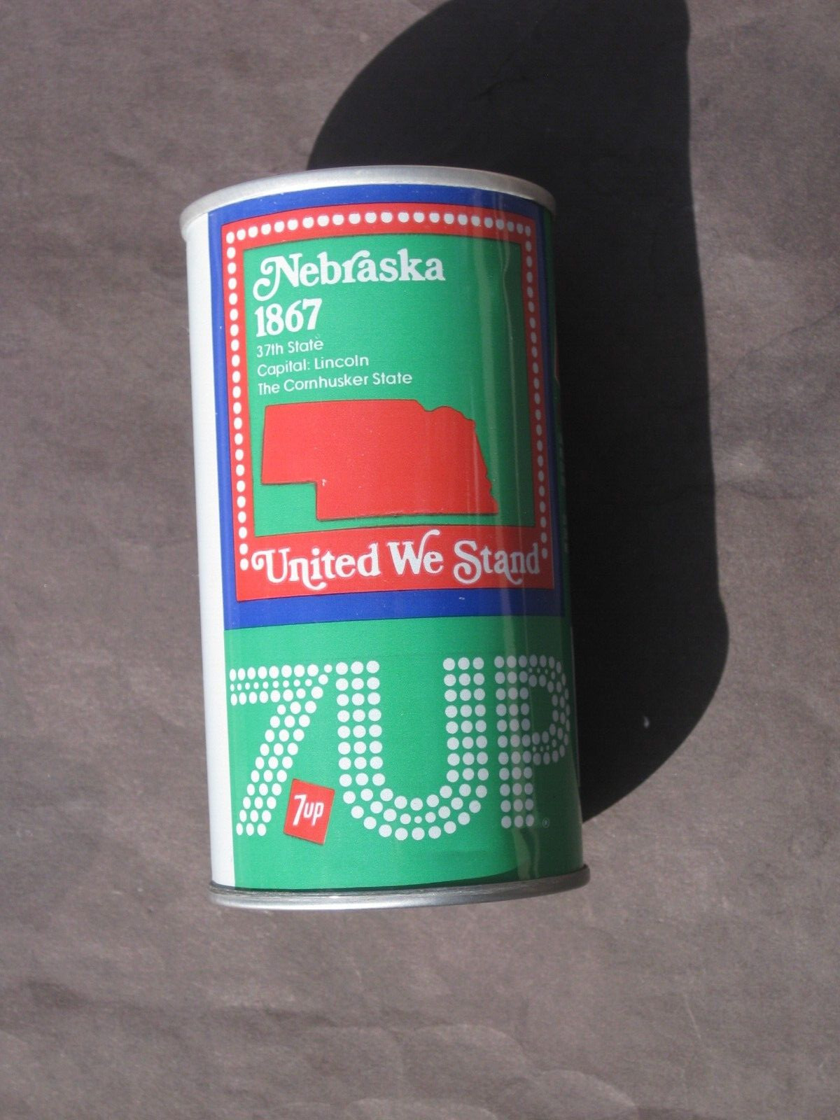 VINTAGE 1976 NEBRASKA BICENTENNIAL 7-UP SODA STATES CAN UNCLE SAM PUZZLE