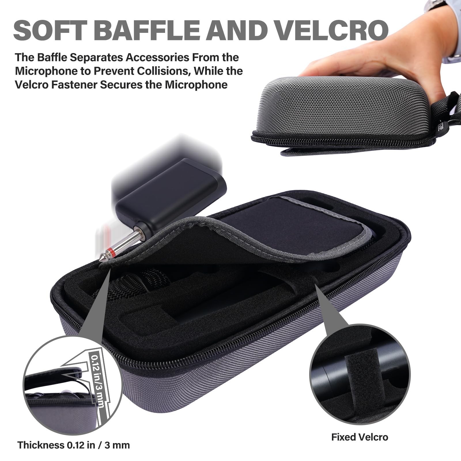 Wireless Microphone Case Compatible with JBL 9 to 10.2 inches, Upgrade-Grey