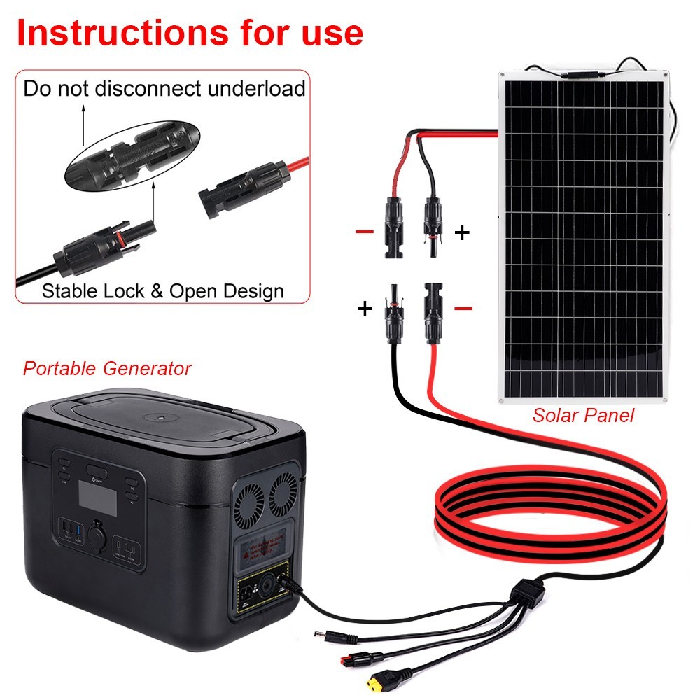 3ft/1m Solar Panel Extension Cable XT60 DC5521 DC7909 Connector Solar Panel Wire