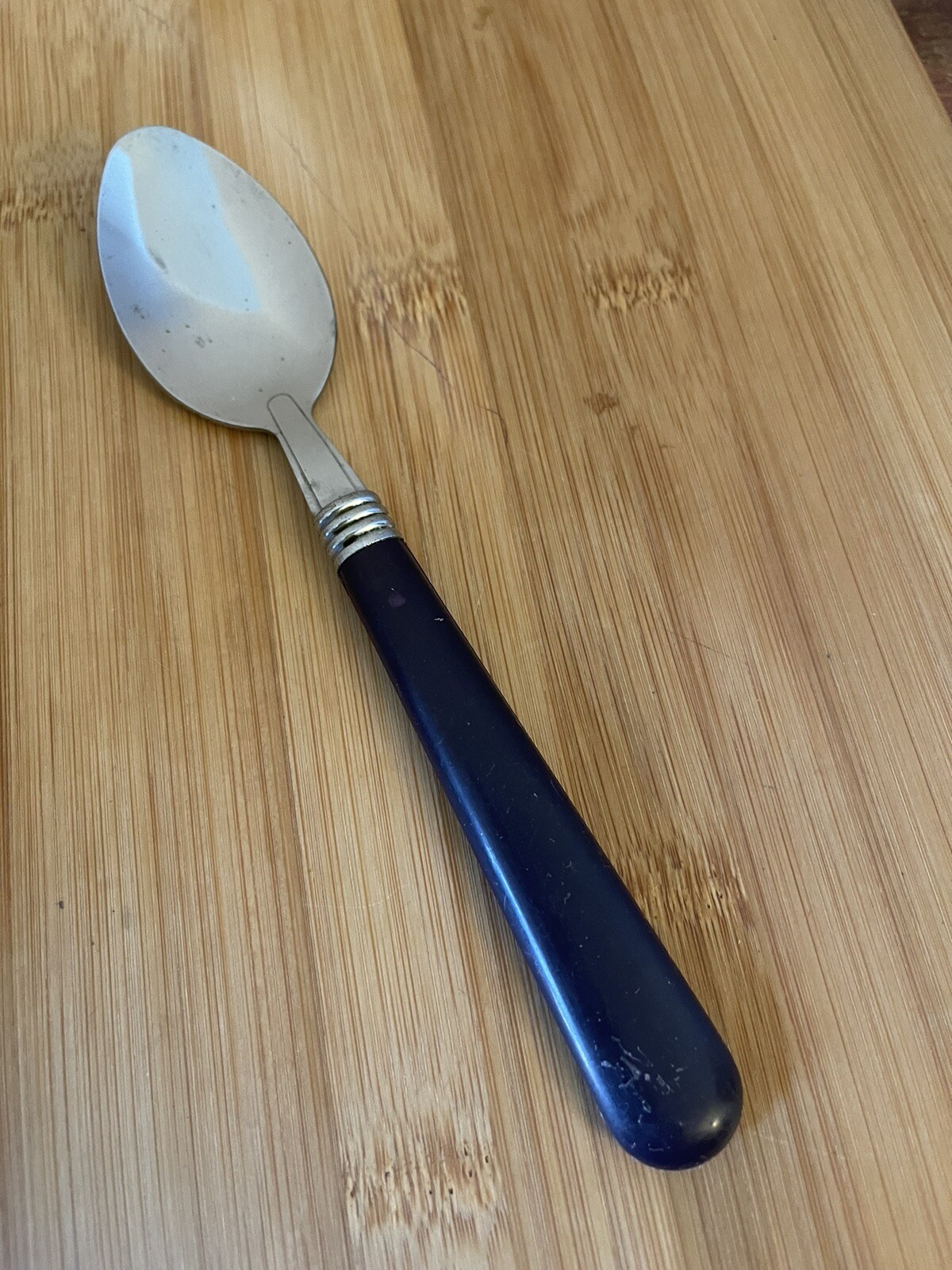 Gibson? Stainless Plastic DARK BLUE PURPLE Teaspoon 6.25"