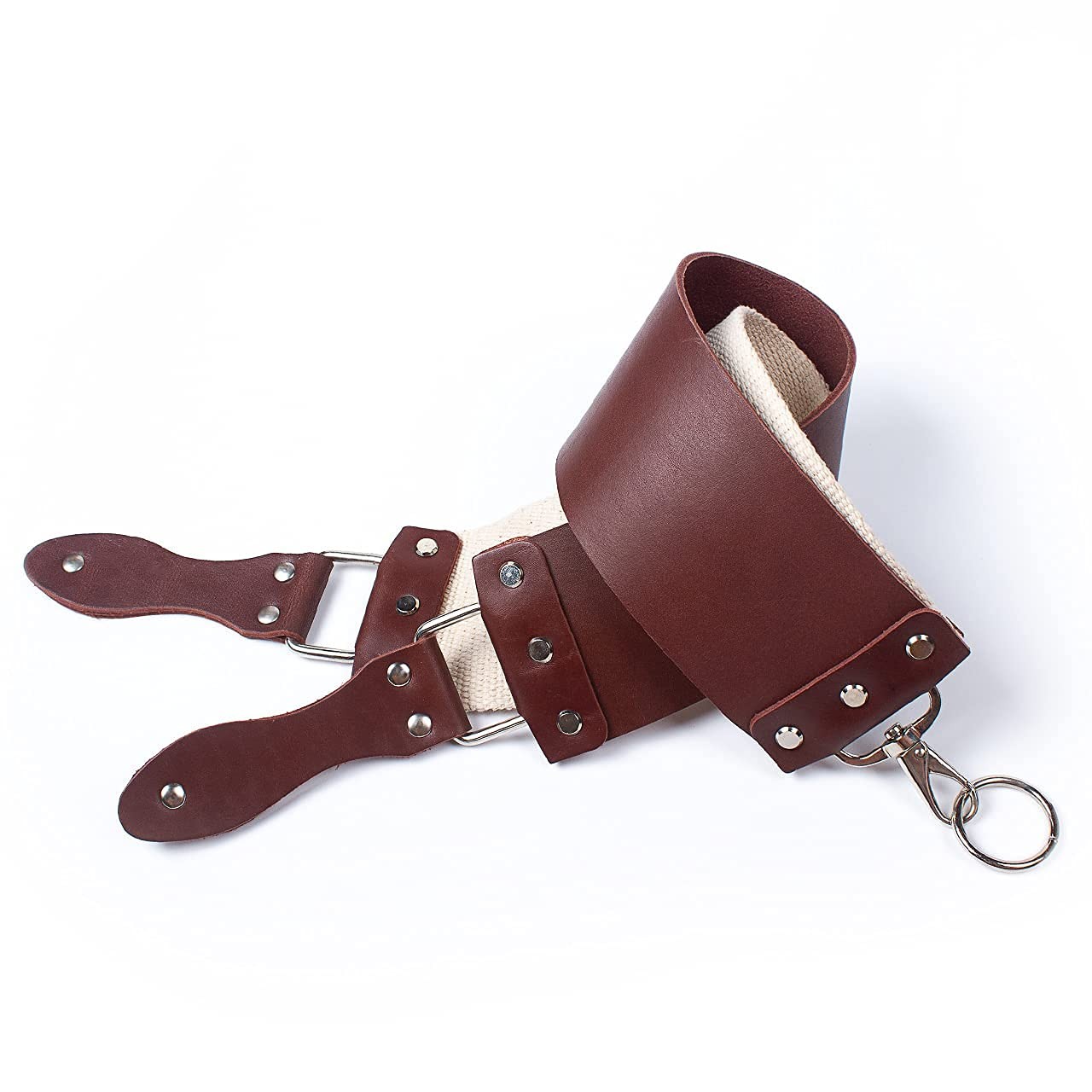 Razor Strop - Barber's Latigo Leather Straight Strop. Dual Strap Brown