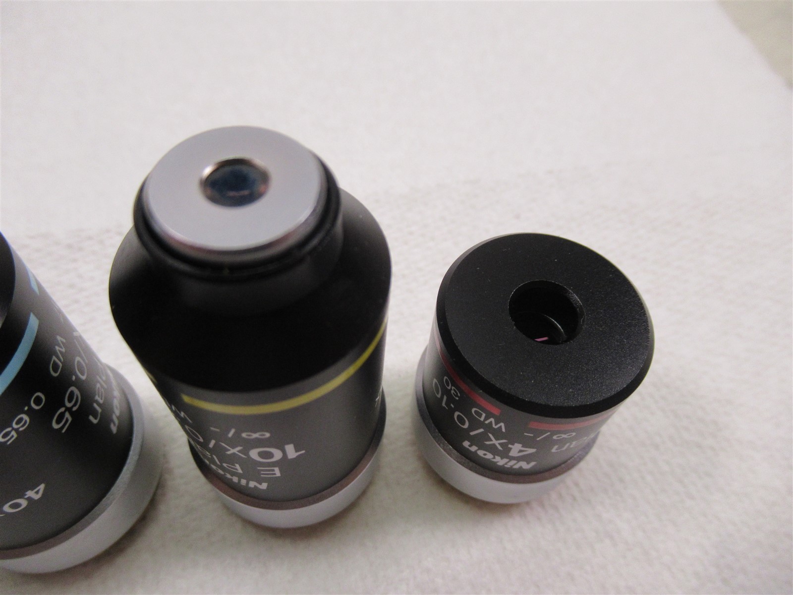 Nikon E Plan Microscope Objective Lenses Lot of 4 100x Oil 40x 10x & 4X Eclipse
