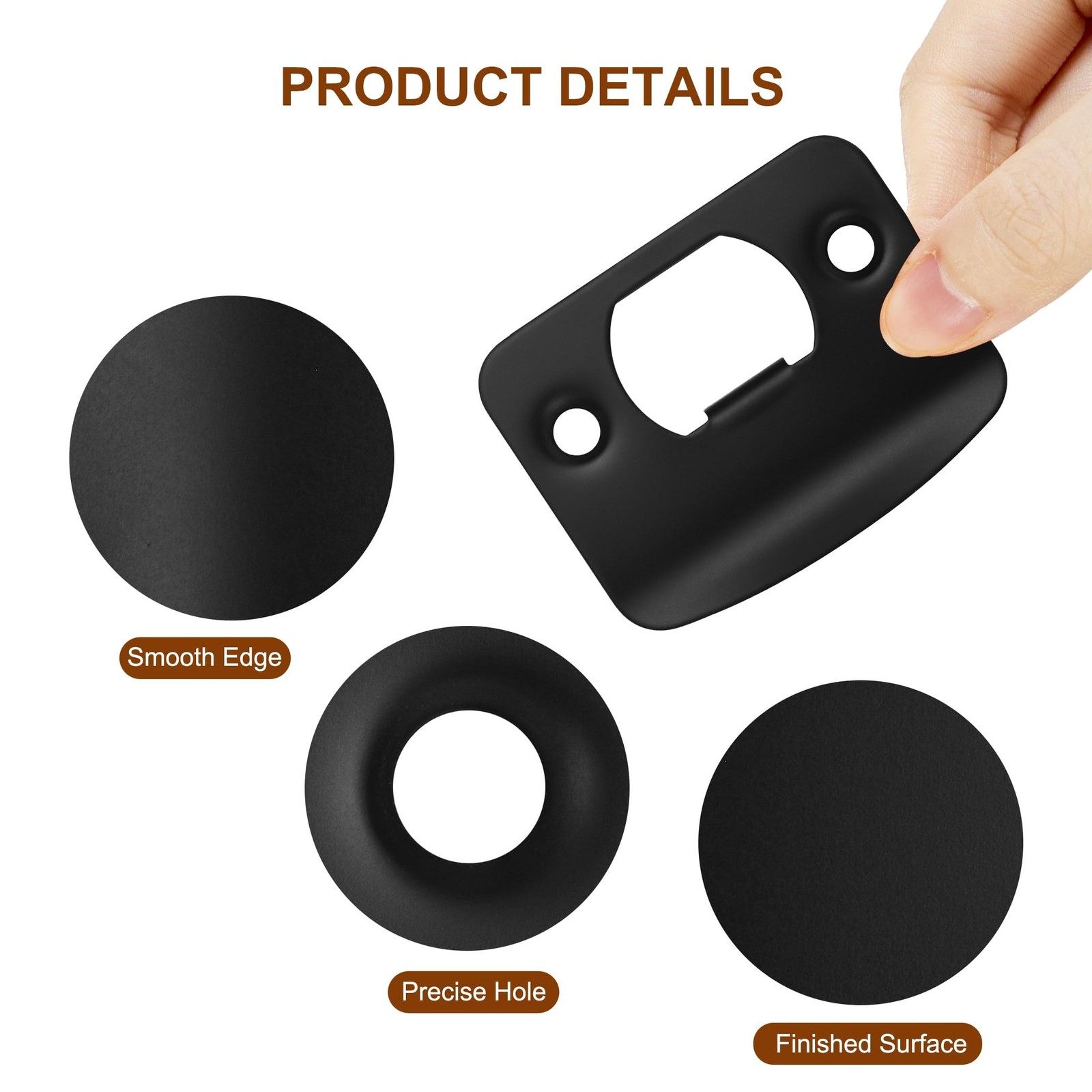 Matte Black Door Strike Plate for Interior Doors, Adjustable Security Reinfor...