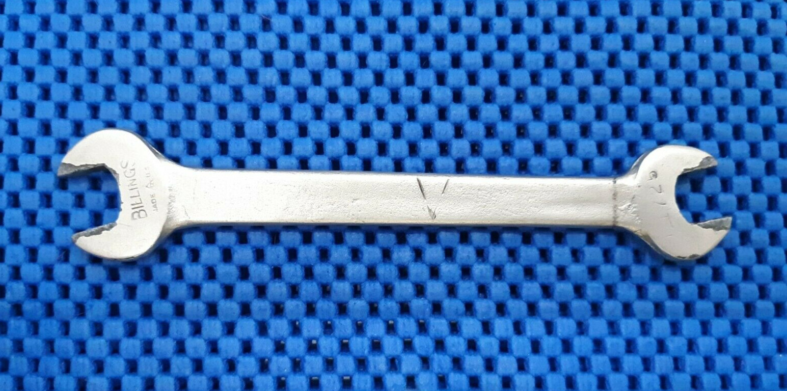 Vintage Billings 1725  7/16" x 1/2" Open End Wrench 6" Long USA