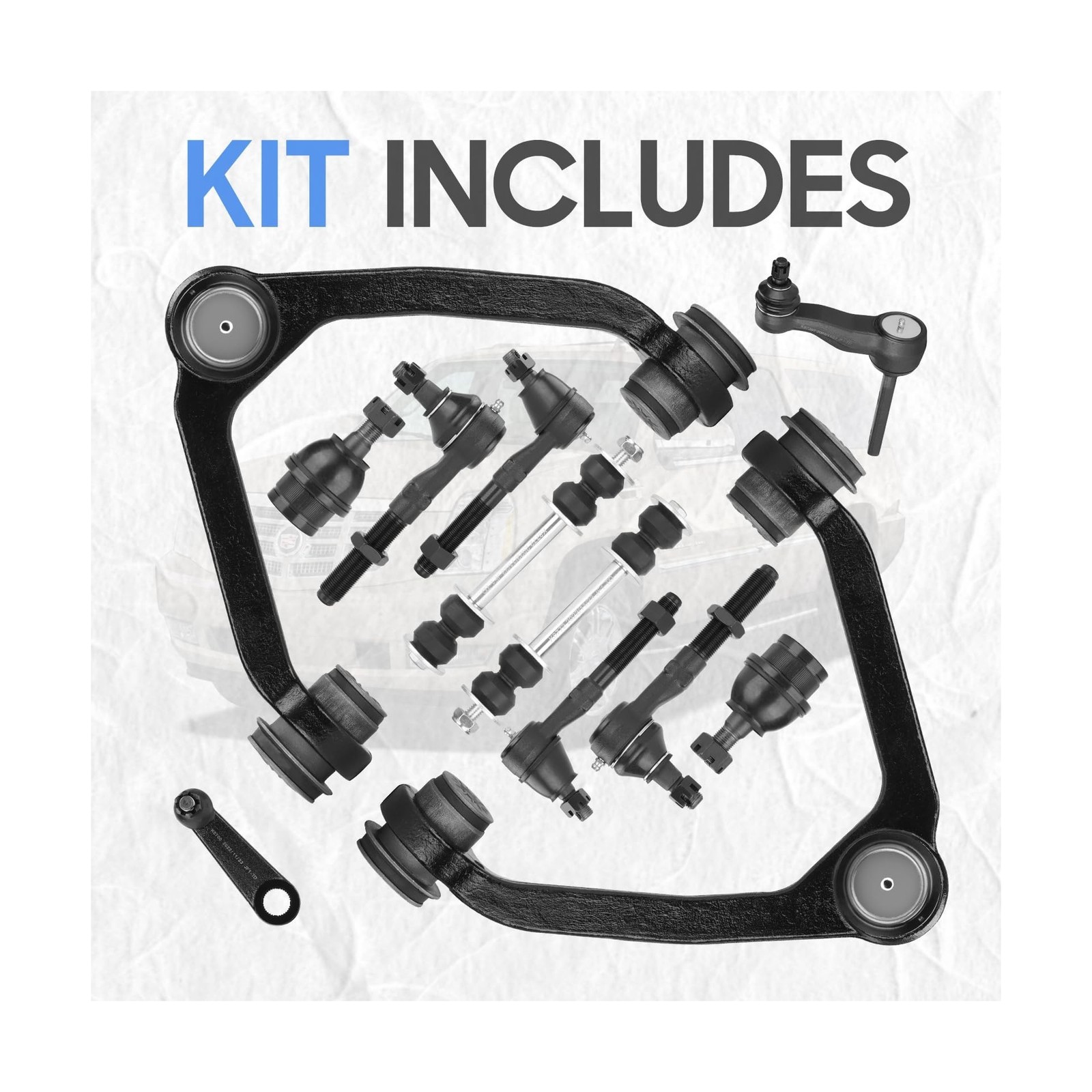 4WD Front Upper Control Arms Tie Rods Suspension Kit Compatible with 1997-200...
