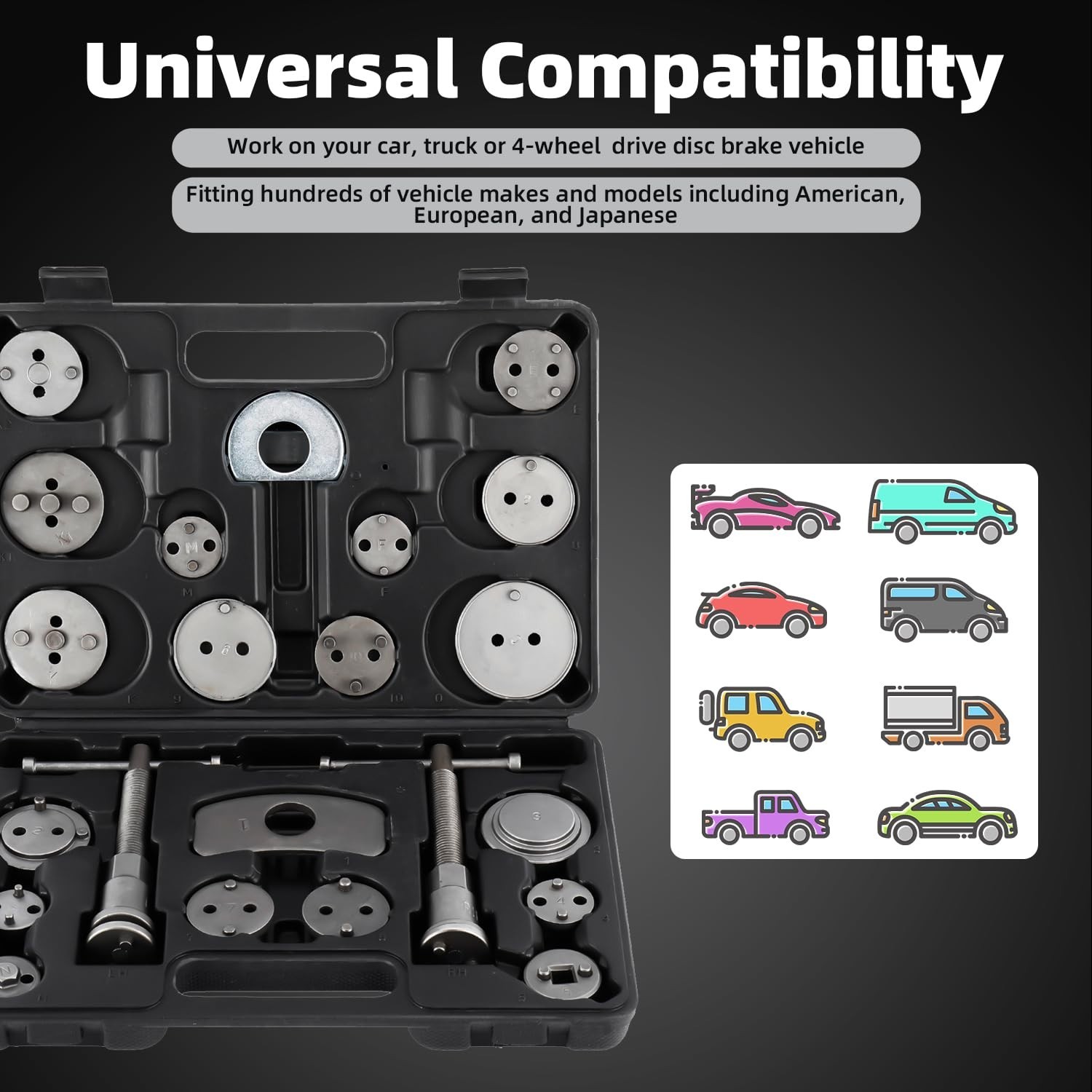 24pcs Heavy Duty Brake Caliper Compression Tool Kit for Brake Pad Replacement