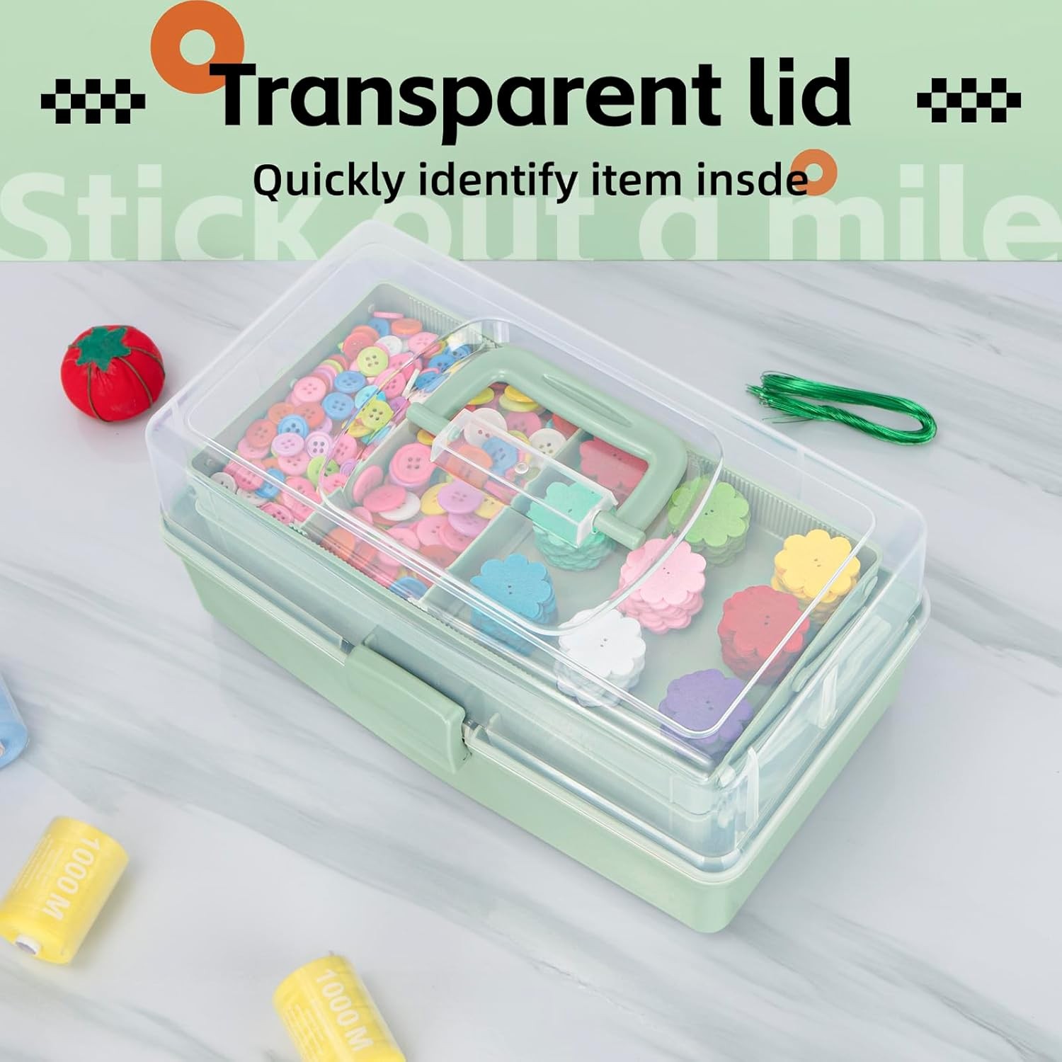 3-Layer Multipurpose Craft Organizer Box with Adjustable Dividers, Portable