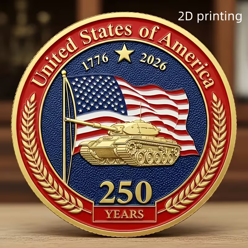 United States 250 Anniversary Challenge Coin Commemorative US Tank 1-pc ag