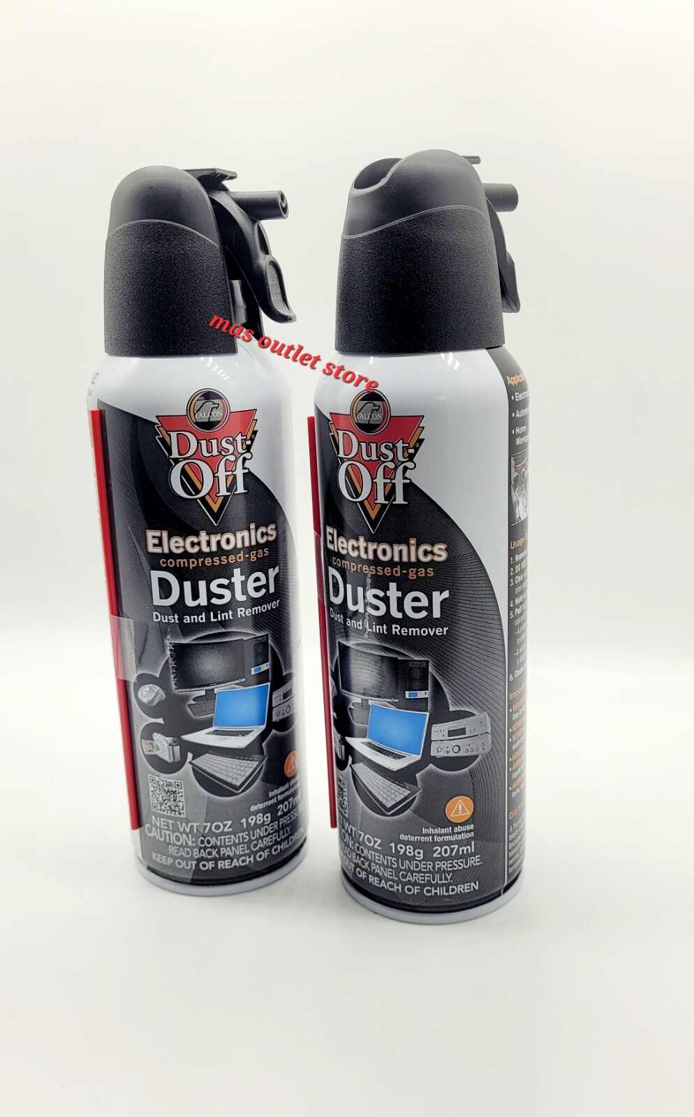 2-Falcon Gas Duster Compressed 7oz. Black/White DPSM