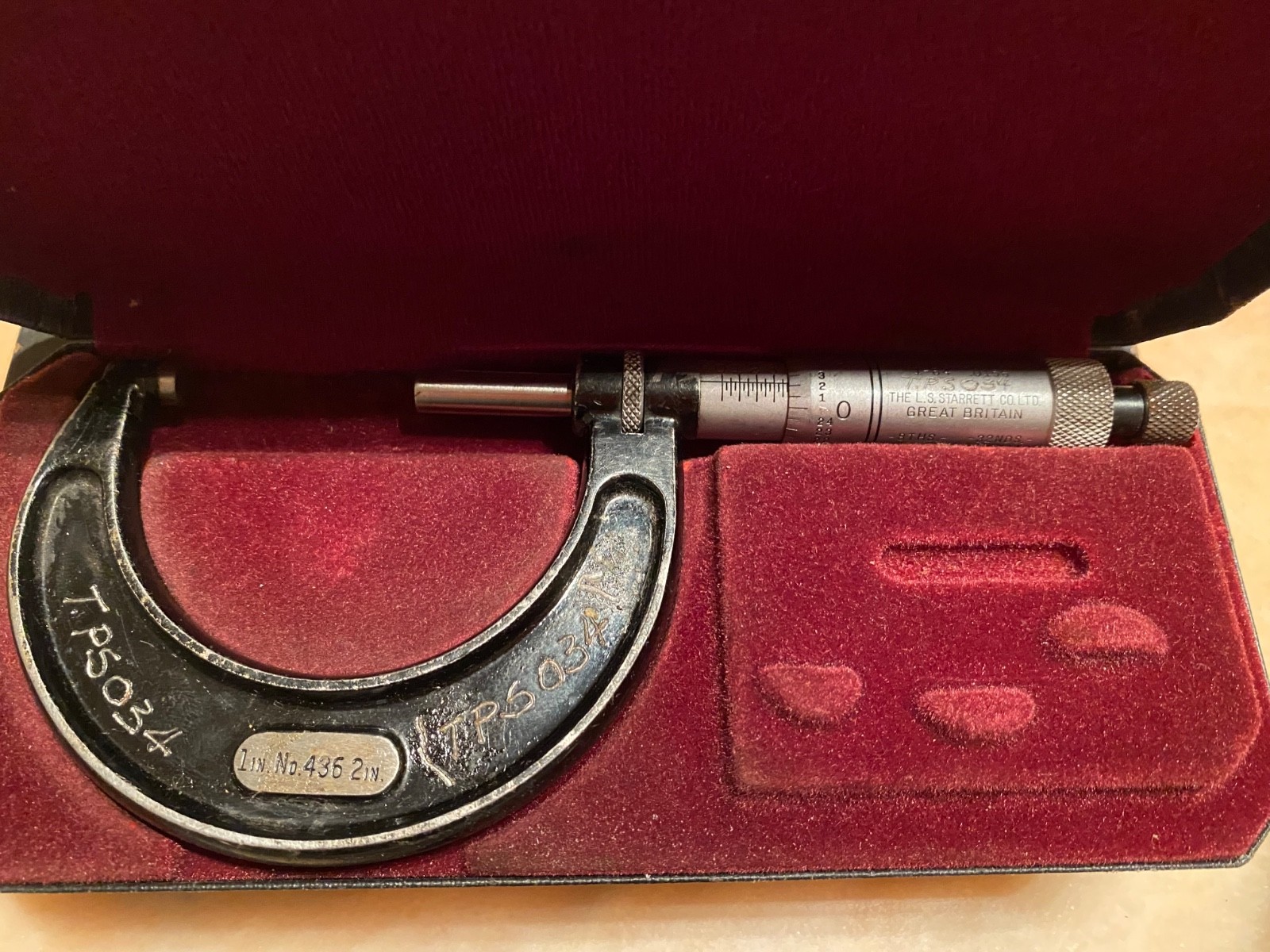 Vintage Collectable STARRETT No.436 Imperial Micrometer 1-2" Inch Made In UK