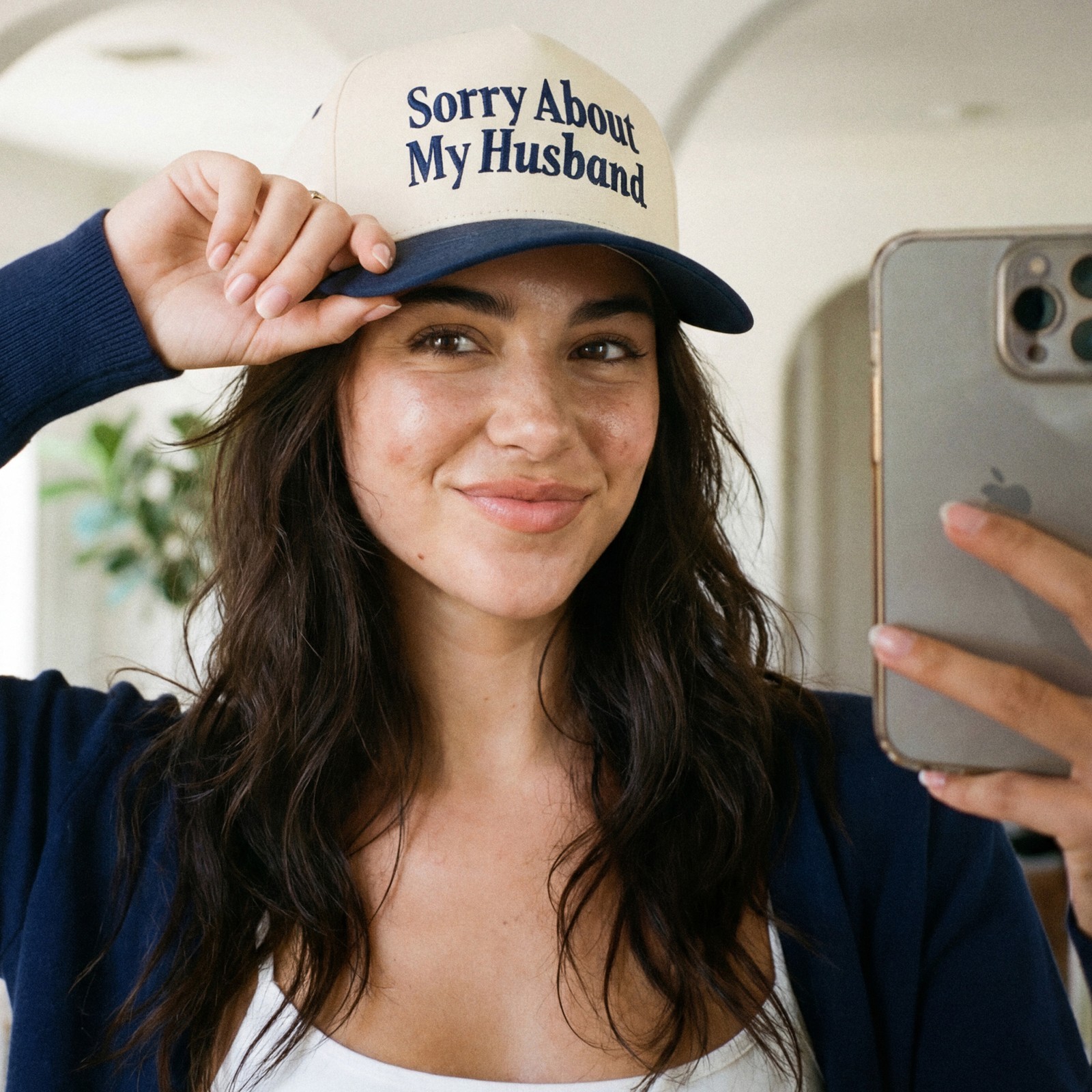 C.C Women SORRY ABOUT MY HUSBAND Embroidered Two Tone Trucker Baseball Cap