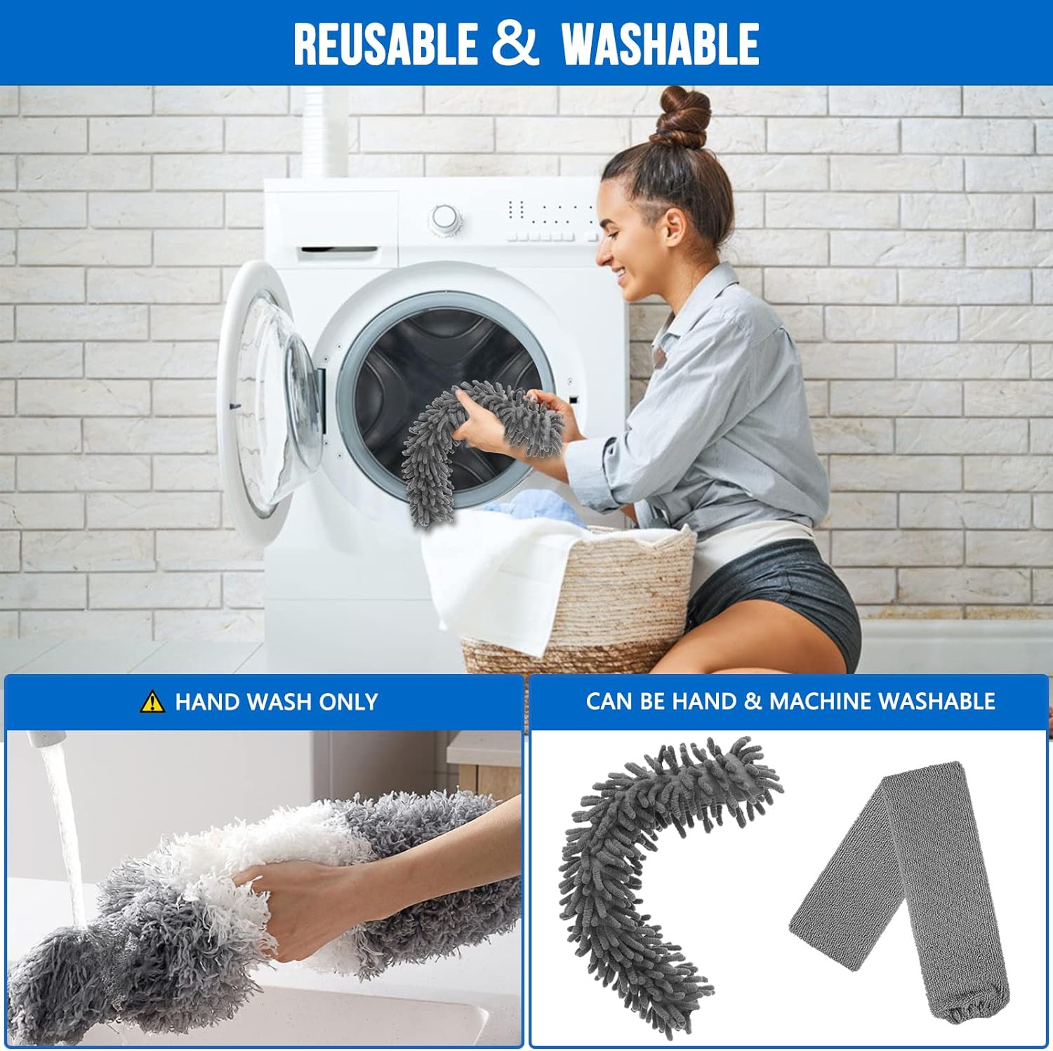 Microfiber Feather Duster Kit with Extension Pole (30–100") – Bendable Washable