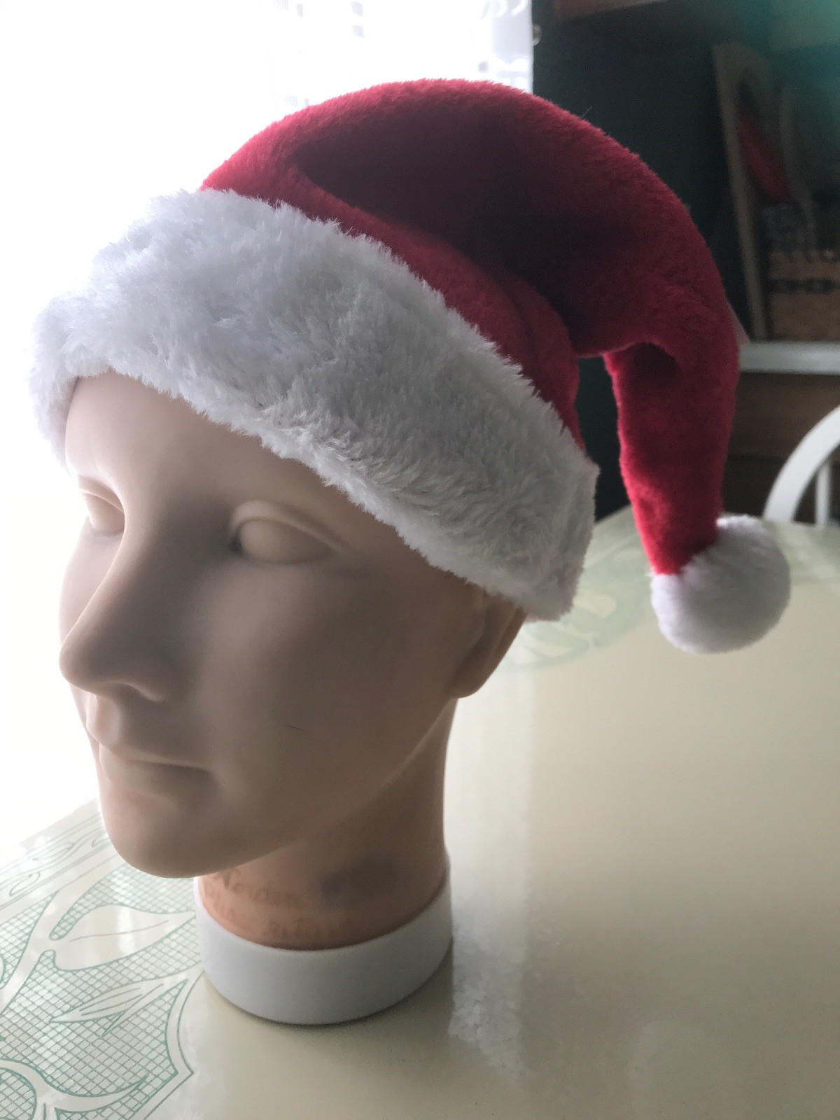 Christmas Red Plush Santa Hat White Faux Fur Trim Costume CHILD 16"