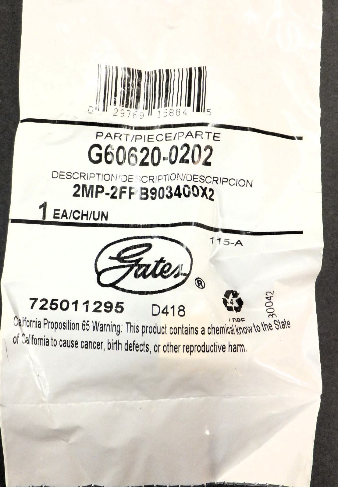 GATES G60620-0202 HYDRAULIC FITTING/CONNECTOR