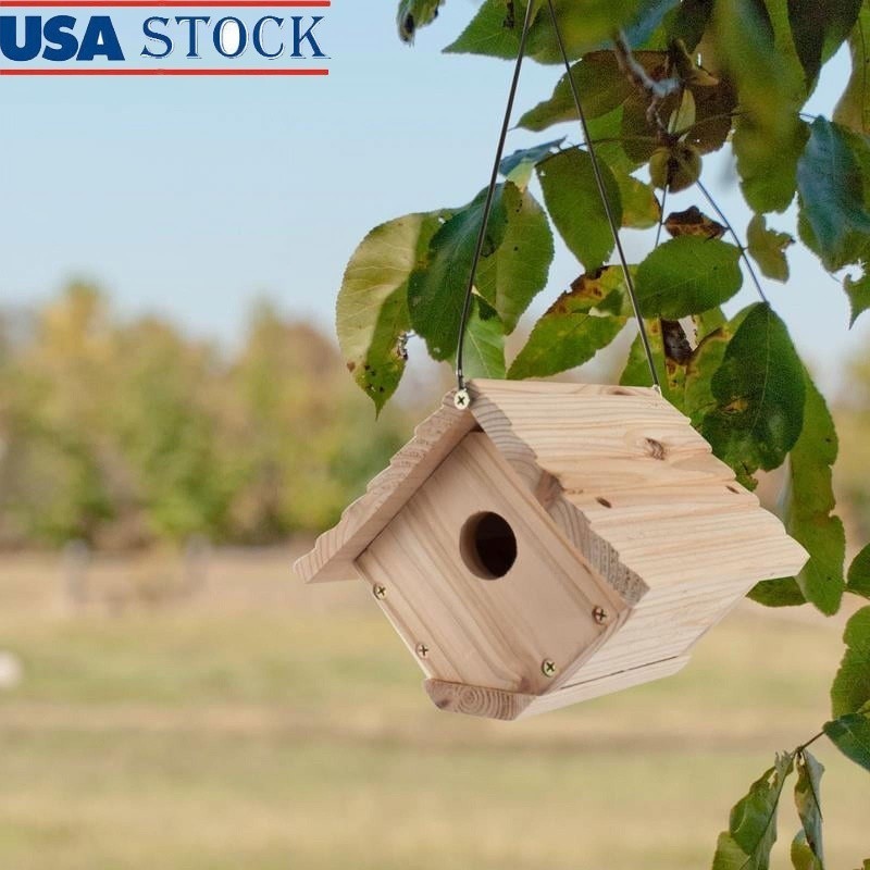 Traditional Wooden Wren House Fully Assembled Weather Resistant Easy to Hang New