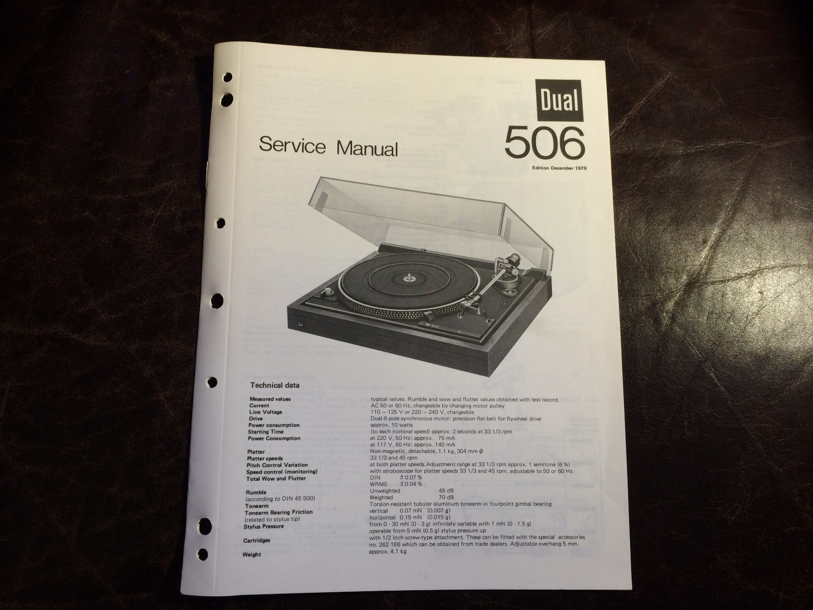 Dual Turntable Original Service Manual Factory Repair Schematic
