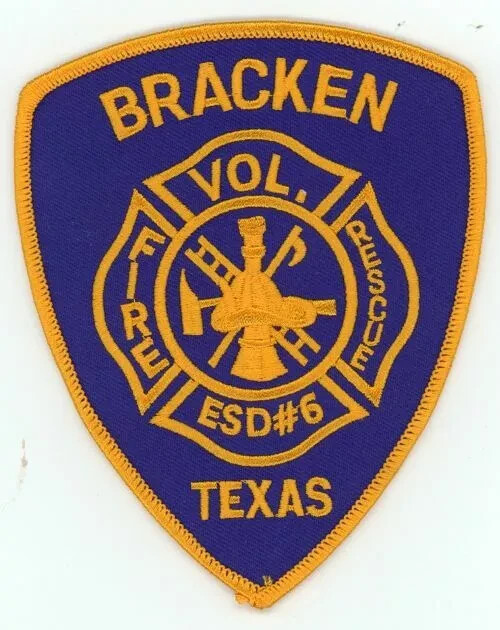 TEXAS TX BRACKEN VOLUNTEER FIRE DEPARTMENT SHOULDER PATCH POLICE SHERIFF