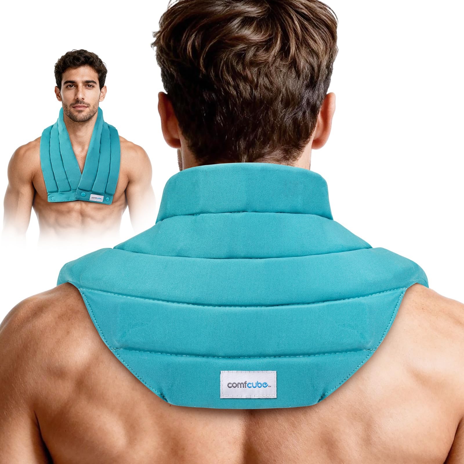 Comfcube Neck Ice Pack Wrap for Cervical Pain and Cooling, 2 Neck, Green