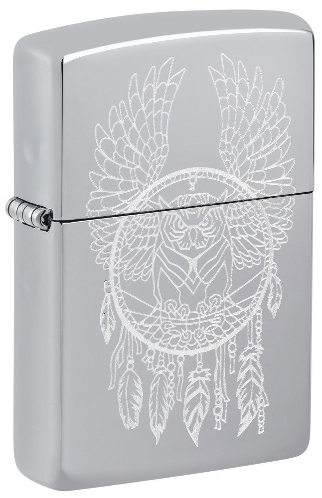 Zippo Dreamcatcher Design High Polish Chrome Windproof Pocket Lighter, 250-11...