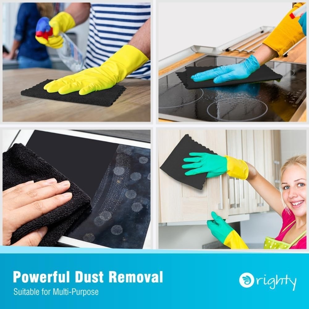 Black Microfiber Cleaning Cloth, 24 Pack Highly Absorbent Cleaning Rags,