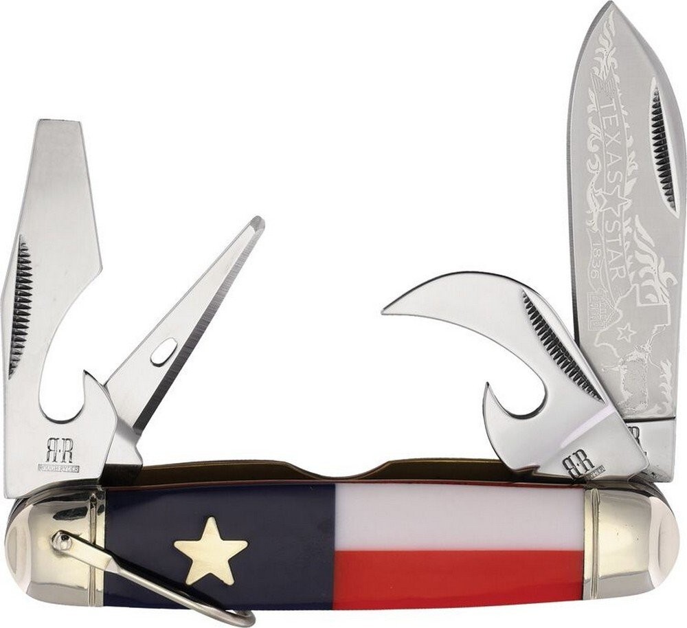 Rough Ryder Texas Star Camp Knife Stainless Blade Plastic Handle - RR2504-KB416
