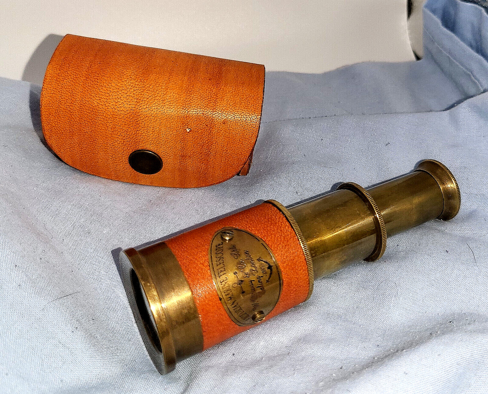Vintage Pocket Small Telescope Antique Old Gold Lustre Case Victorian London UK