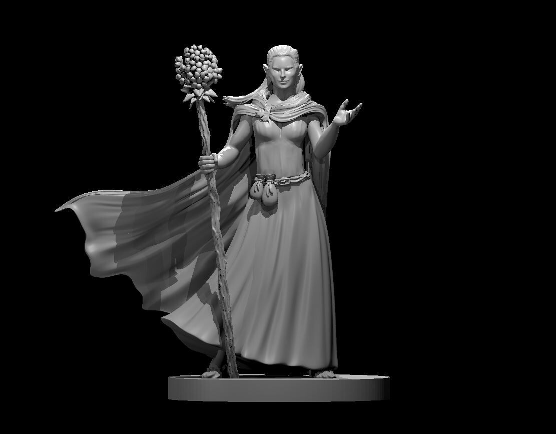 Female Elf Druid V4 Adventurer 28mm Scale DND D&D Wargame Tabletop Mini