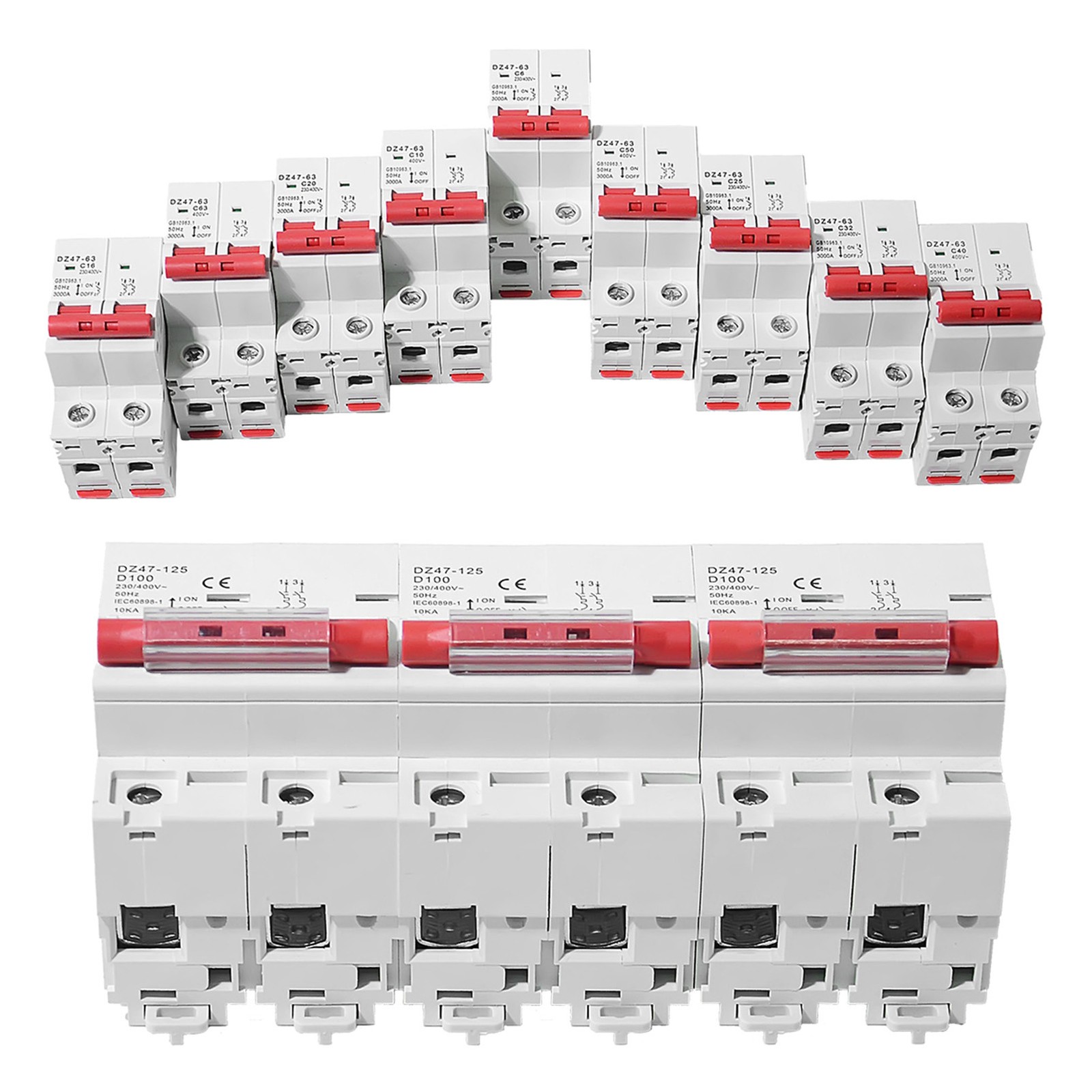 AC MCB Mini Circuit Breaker 2Pole 4.5kA 6/10/16/25/32/40/50/63A/125A 110/120V