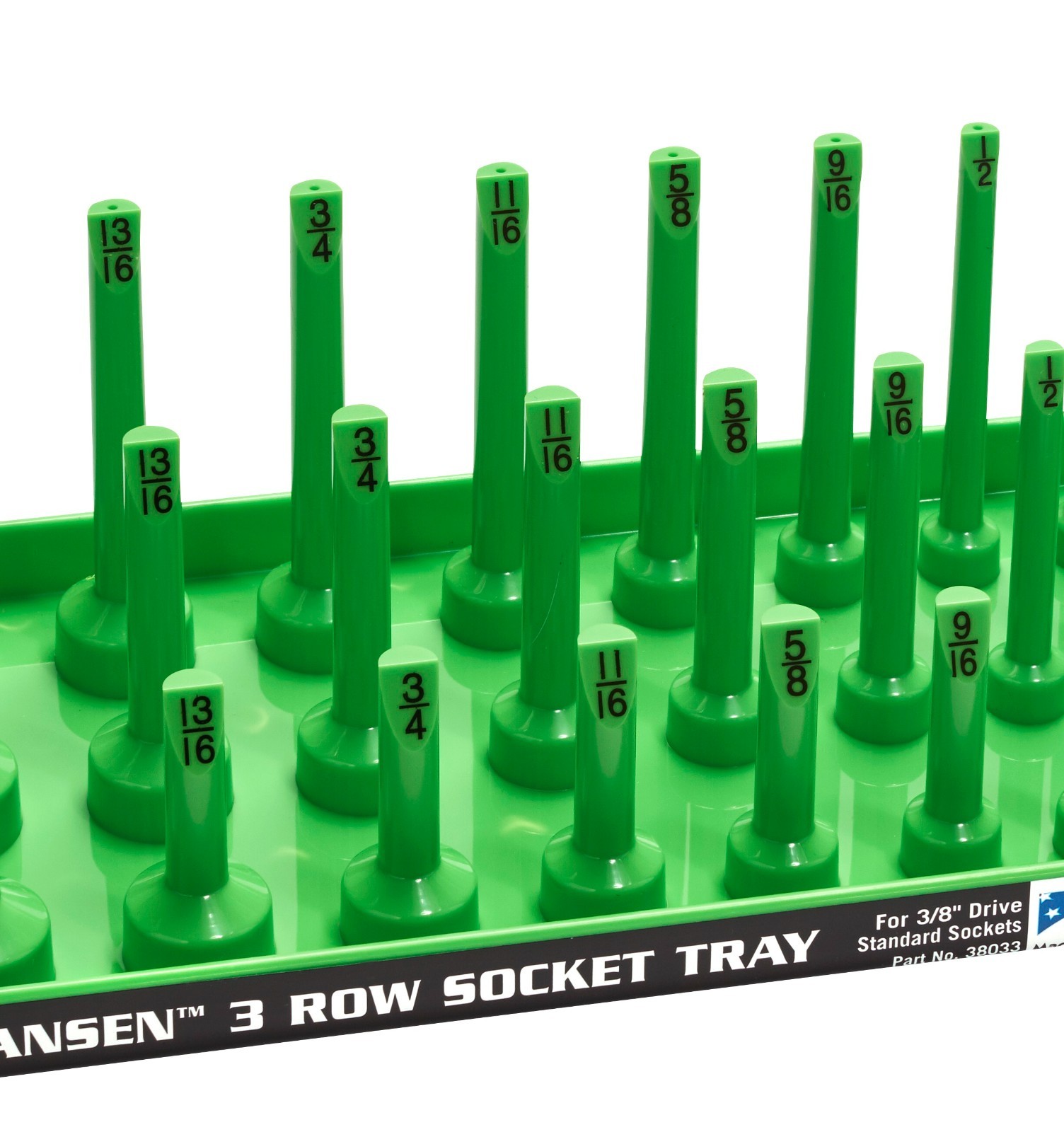 Hansen 6pc Socket Holder Tray Organizer Set 3 Row 1/4 3/8 1/2 Deep Shallow