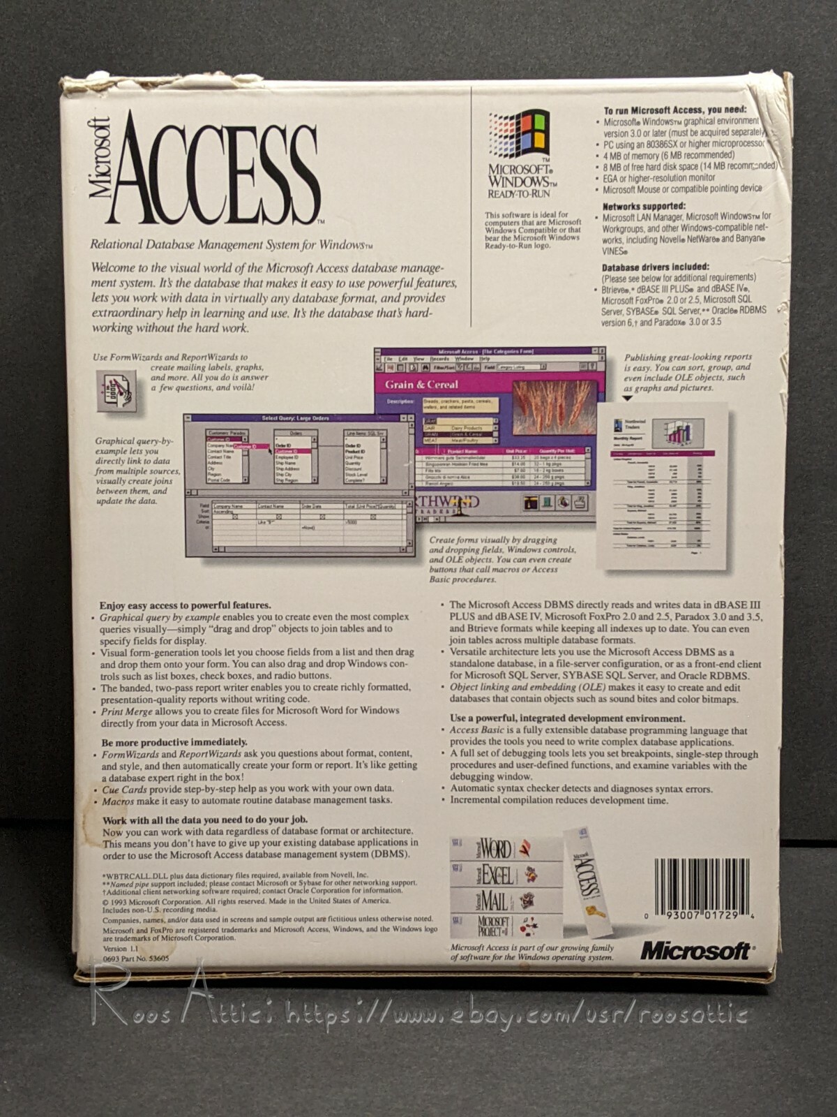 Microsoft Access Version 1.1 1993: User Guide / Language Reference / Programming