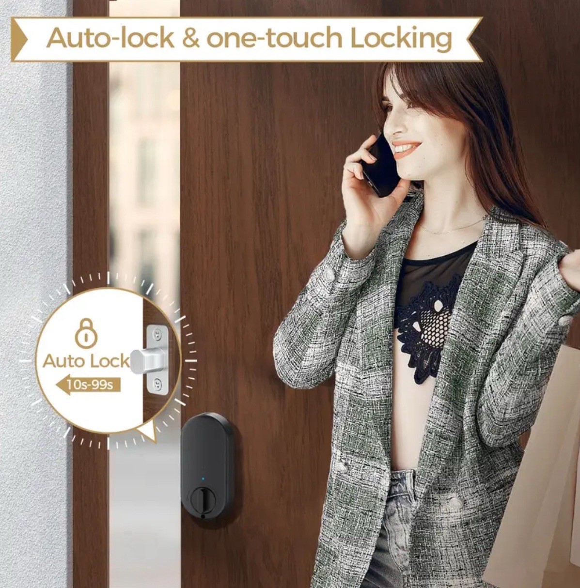 Keyless Door Lock, Smart Door Lock, Fingerprint Unlock, Automatic Locking
