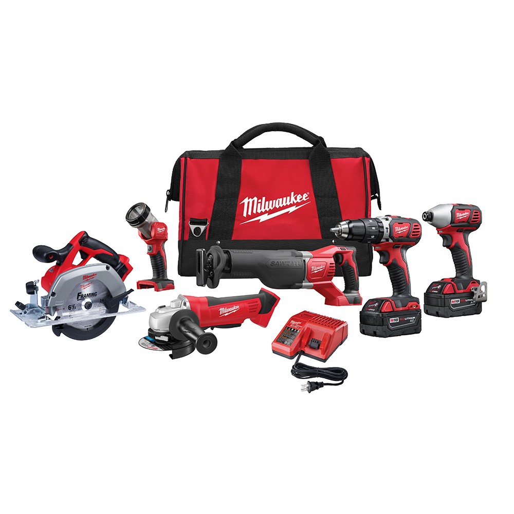 Milwaukee 2696-26 M18 High Performance Cordless Red Lithium-Ion 6-Tool Combo Kit