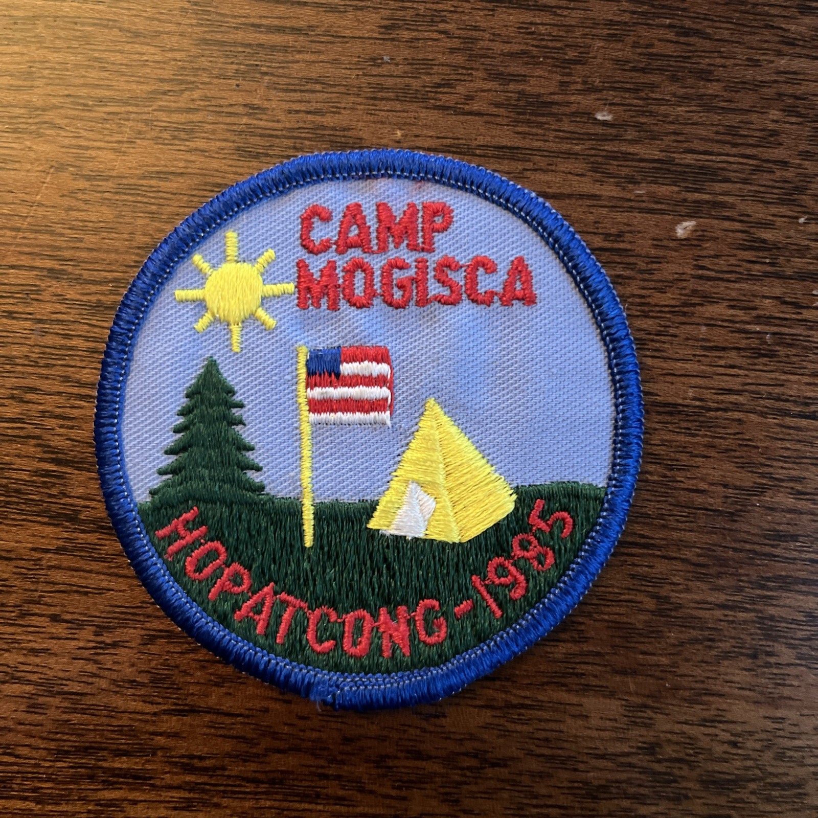 1985 Camp Mogisca Girl Scout Patch Lake Hopatcong Sparta NJ Camping Fishing GSA