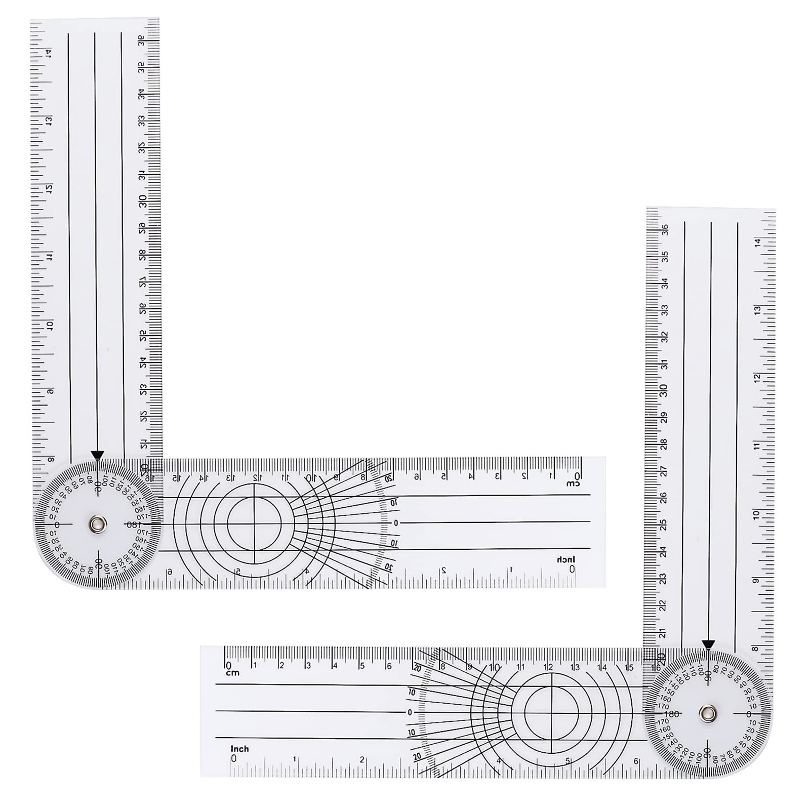 2Pcs Clear Plastic Goniometer Quick Angle Protractor Finder Style 1