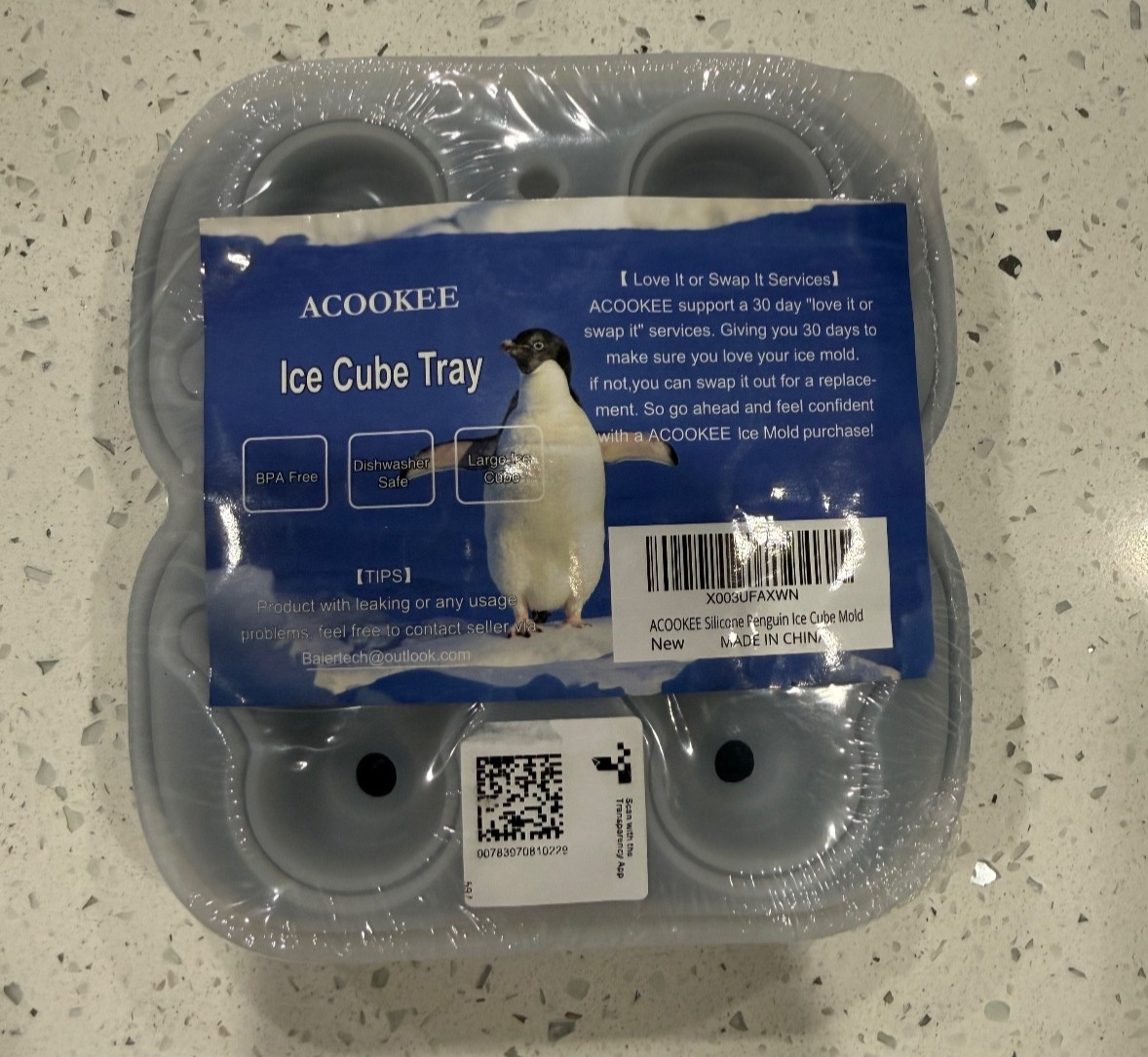 Penguins Ice Cube Tray Fun Shapes, Odd Novelty Cute Penguin Gifts, 2.2" Large Si