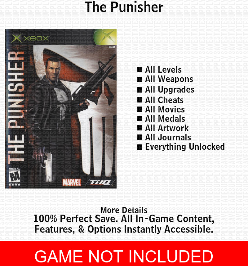 The Punisher XBOX USB Save 100% Unlocked