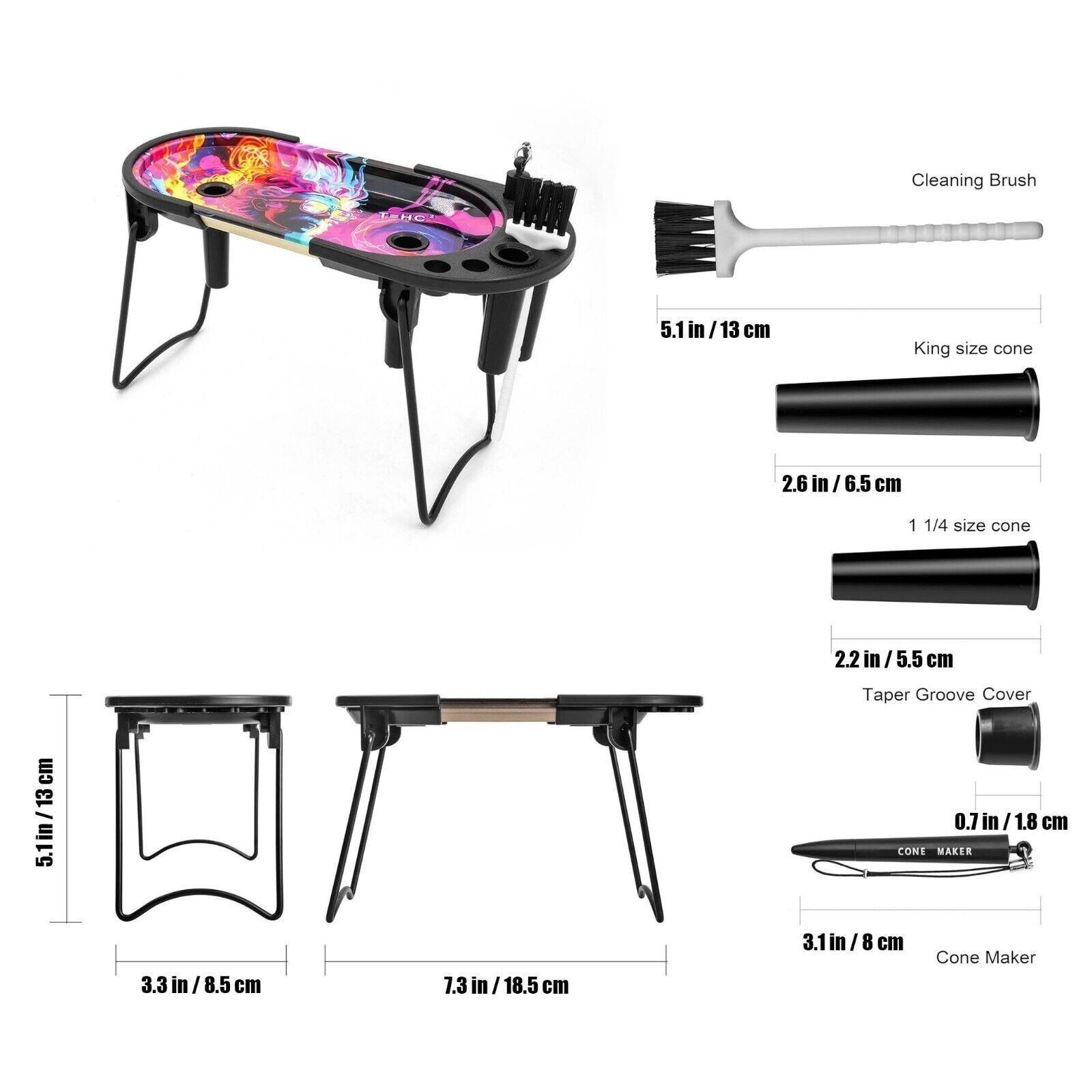 Tinplate Rolling Tray Cone Loader Set, Metal Foldable Stand Rolling Tray Console